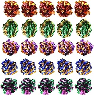 Doryum 20PCS Colorful Crinkle Balls Cat Toys, Cats Toys Balls, Cat Interactive Toys, Mylar Balls Crinkle Balls Kitten Toys, Cat Toys Balls Rustle Sound Ball Fun Toy for Cats Kitten Dog Playing
