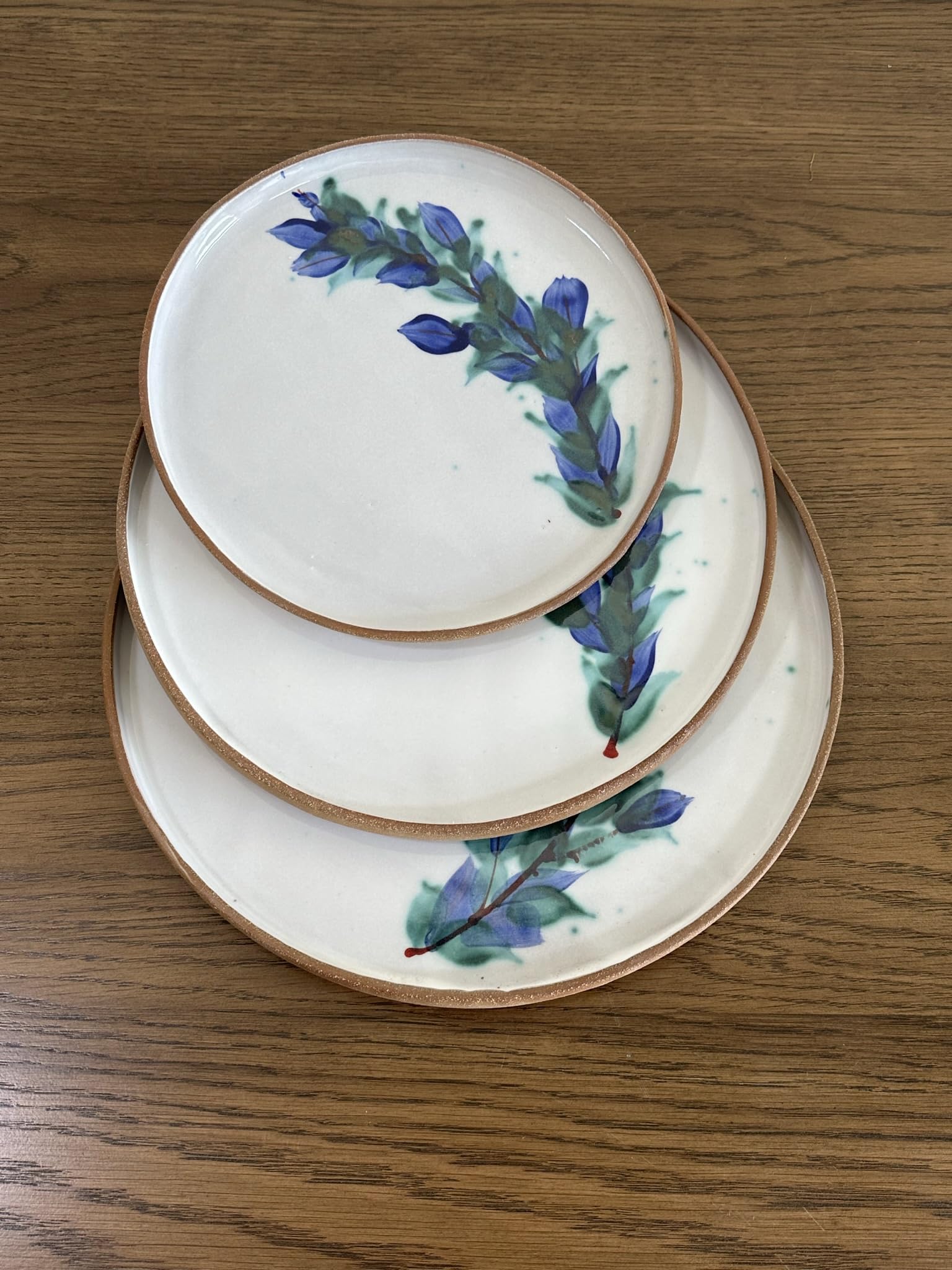 GAIABlossom Pottery Tableware Collection Blue Orchid Flat Plate, Medium, 29 cm Diameter, White/Blue