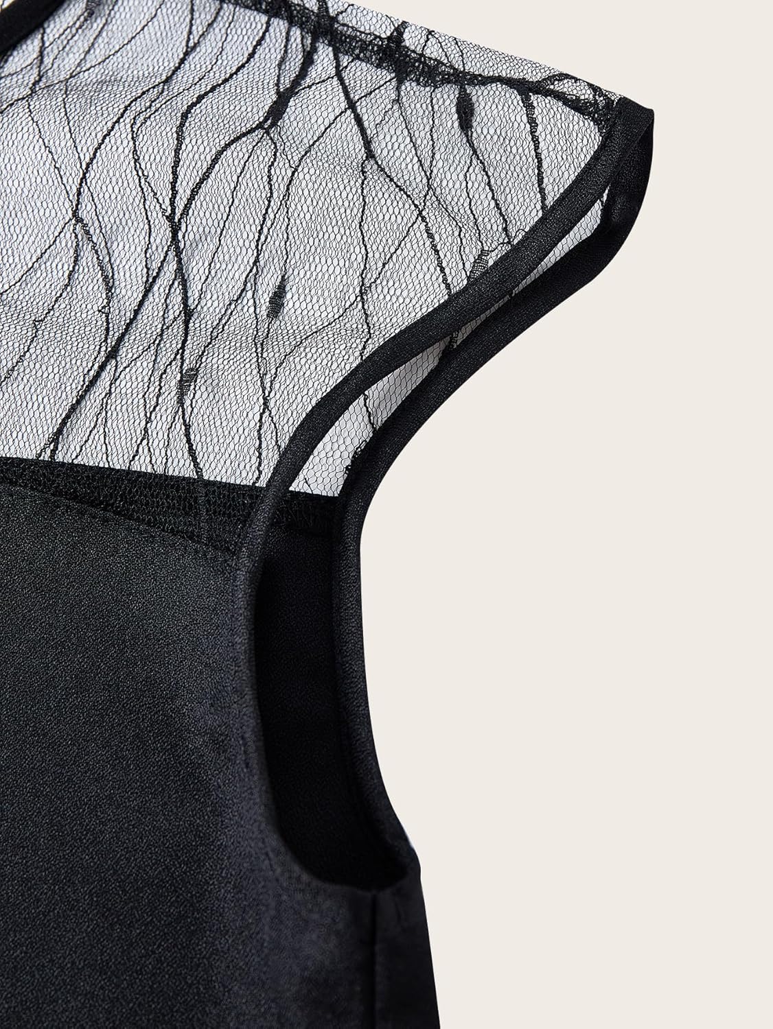 Women's Summer Mesh Sheer Cap Sleeve Blouse Elegant Crew Neck Work Office Tops - Image 4