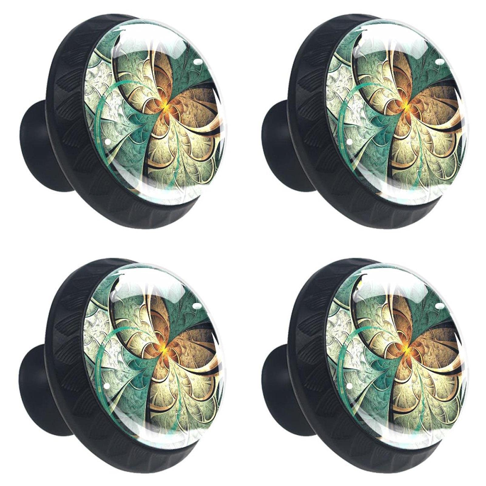 Boutons de tiroir en verre lot de 4 poignée meuble fleur couleur