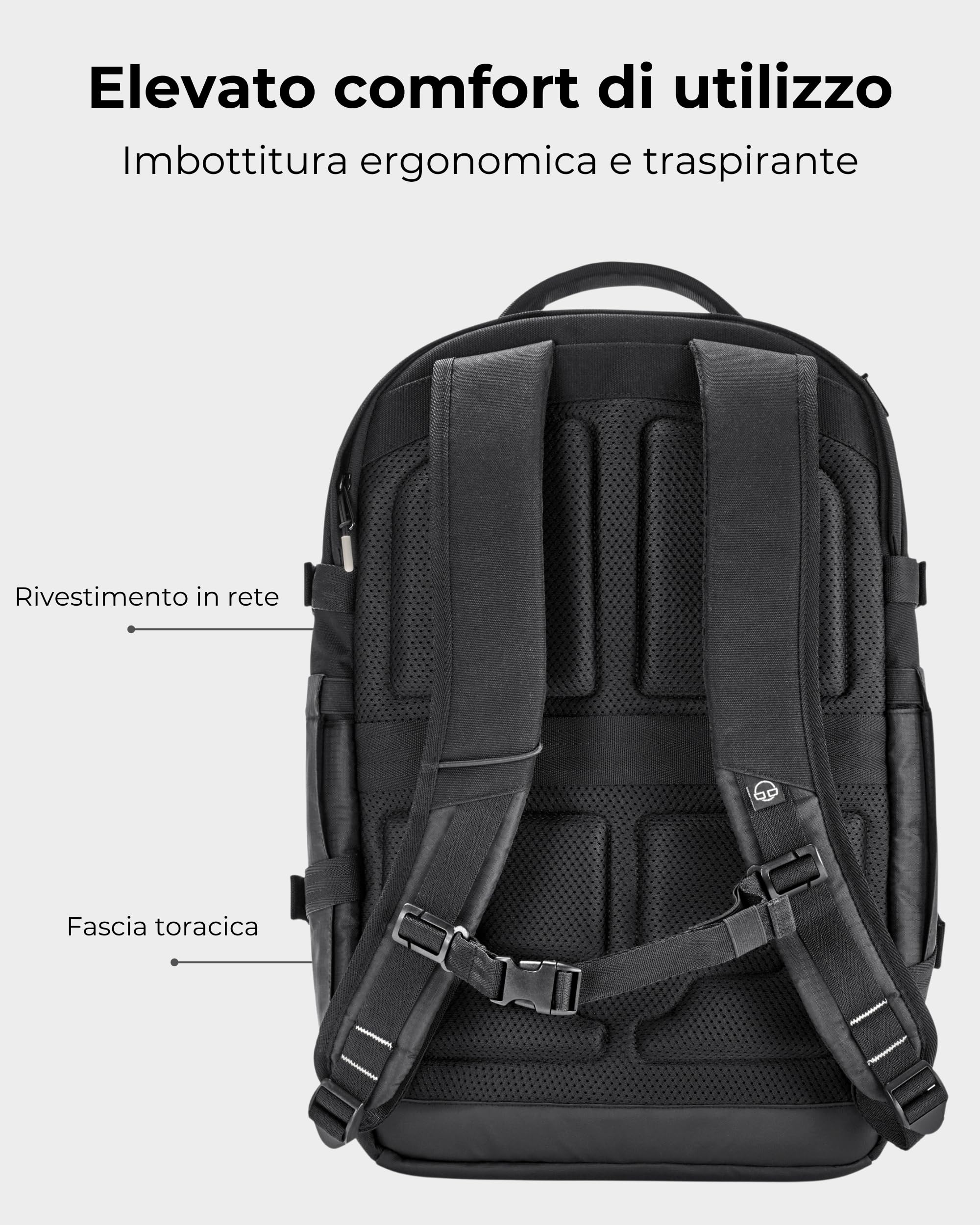 Johnny Urban Zaino Uomo Donna Nero - Jack - Zainetto Porta PC Da Lavoro Università Travel - Zaino Da Giorno Con Molti Scomparti - Idrorepellente