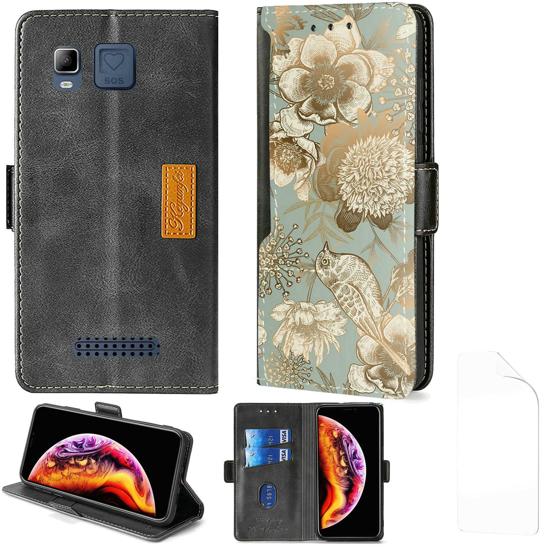 Oujietong Flip Case Compatible For Saiet STS502 Case + Film Soft TPU Screen Protector Phone Case Stand Cover CPT-JNH