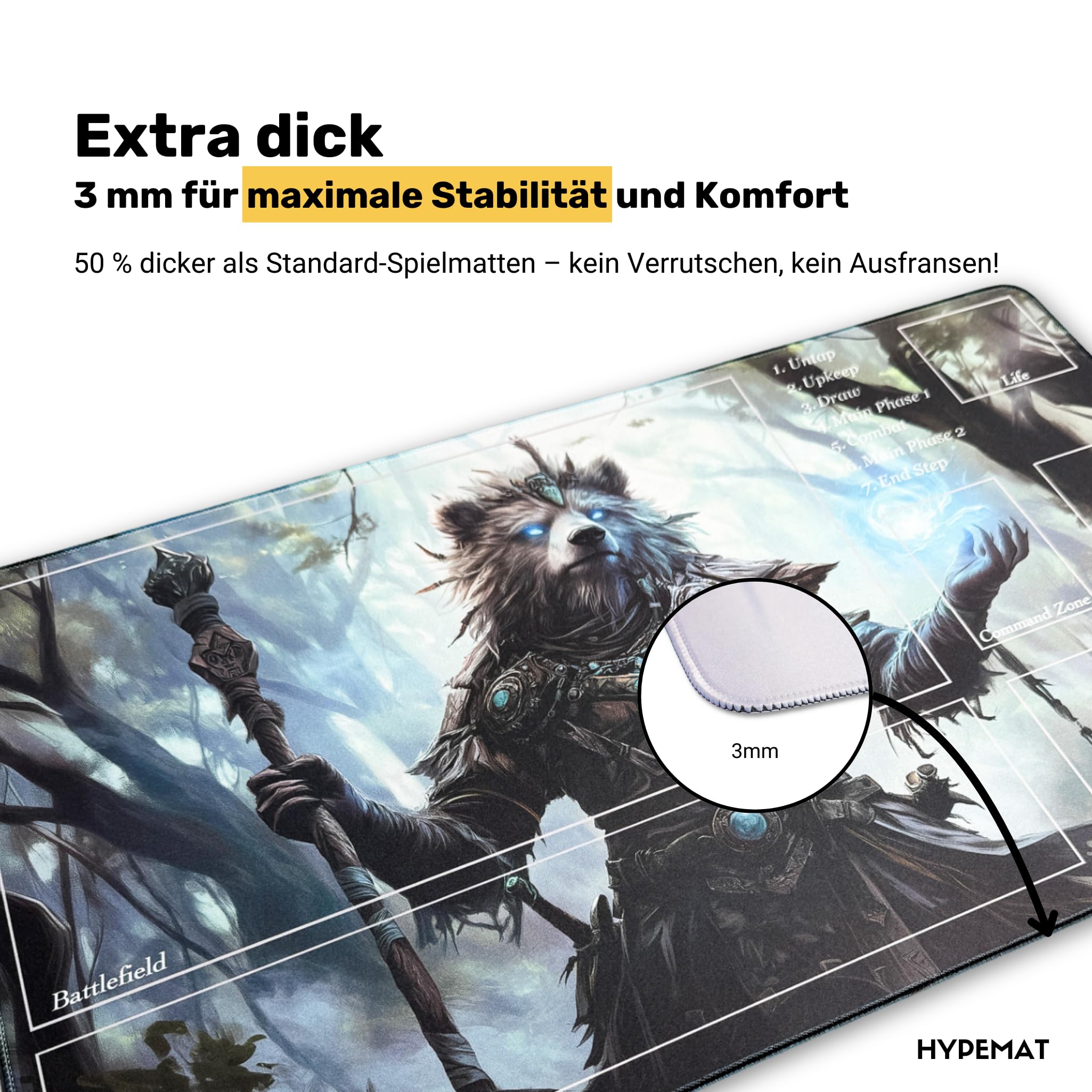 Playmat für MTG TCG – Spielmatte für 1 Spieler | Perfekt für Anfänger & Fortgeschrittene | Inkl. Gratis Tasche (Wizard) – rutschfest & Langlebig