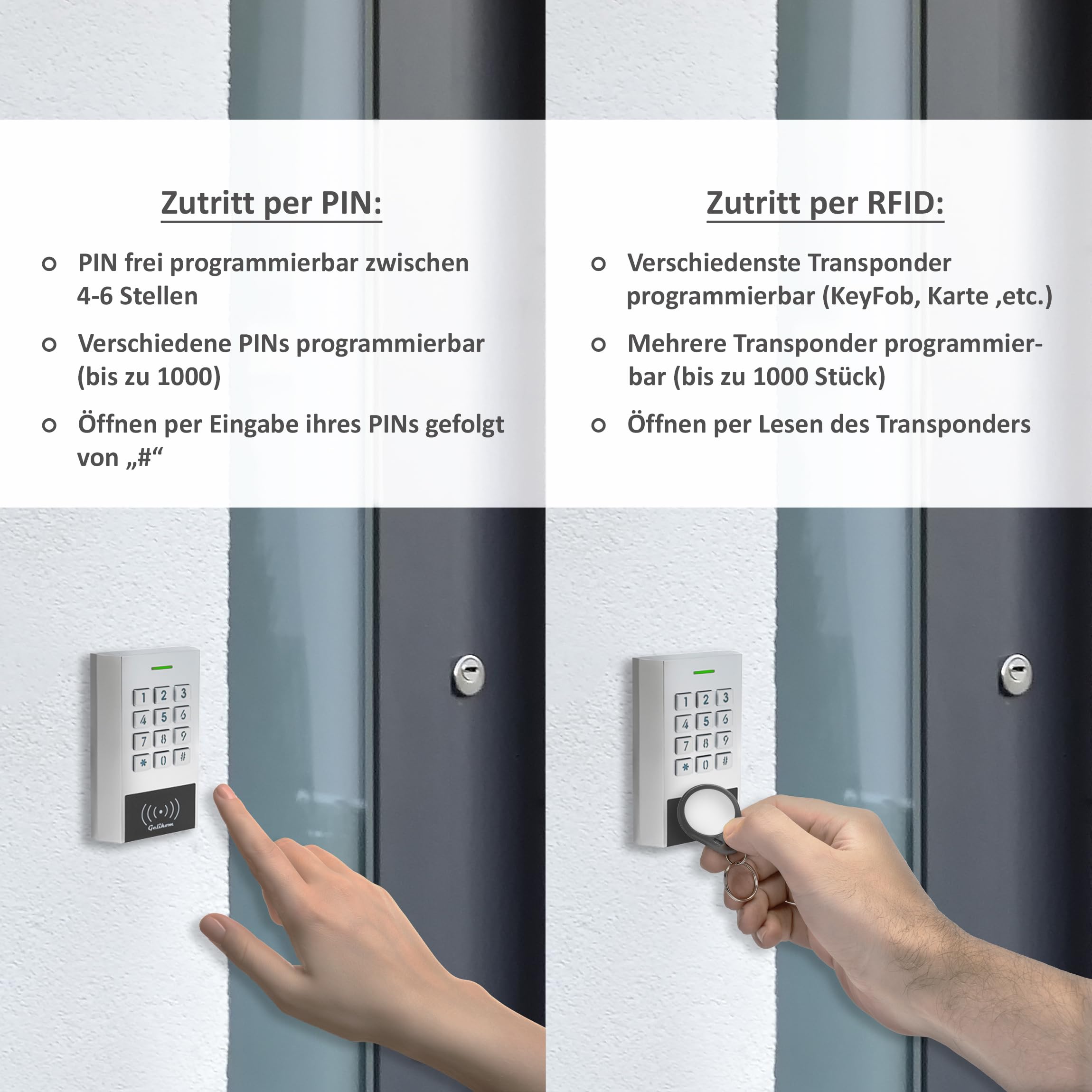 XK1 RFID und PIN Codeschloss (Codeschloss + 5 Chips)