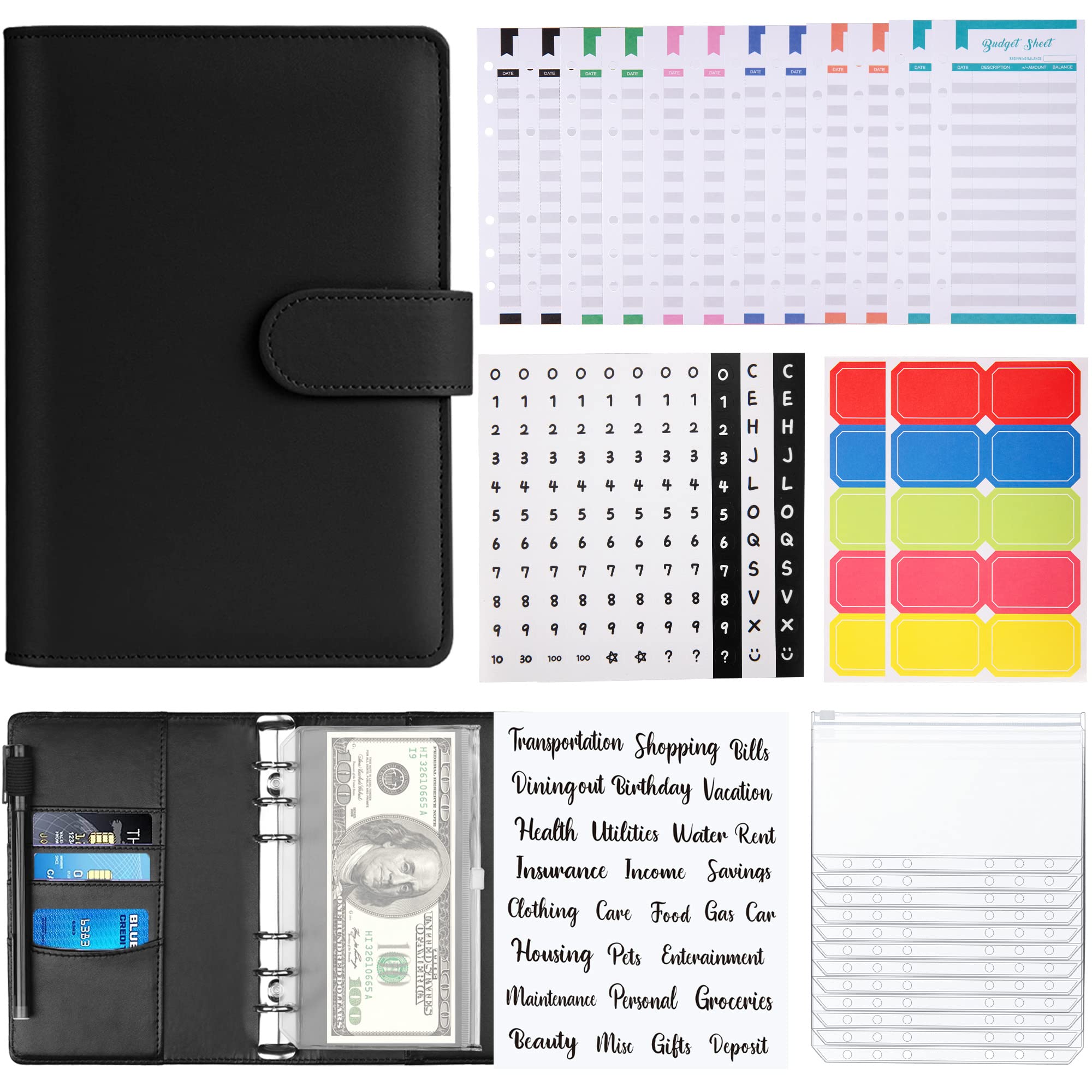 Buy Budget Binder with Cash Envelopes,TOUVE A6 PU Leather Budget Planner,Money Saving Binders