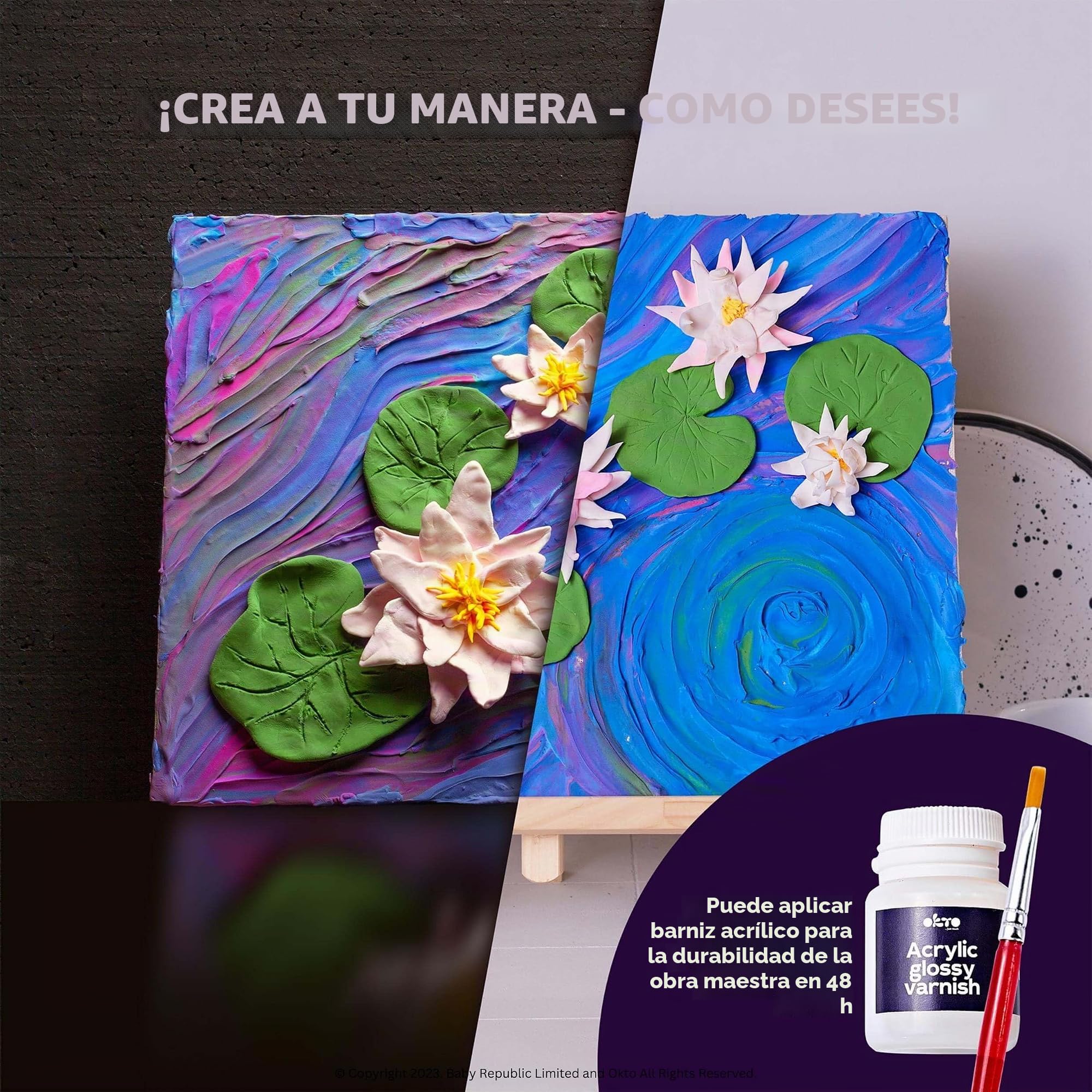 Oktoclay Water Lillies - Set de Pintura para Espuma de Espuma, 10003, Multicolor