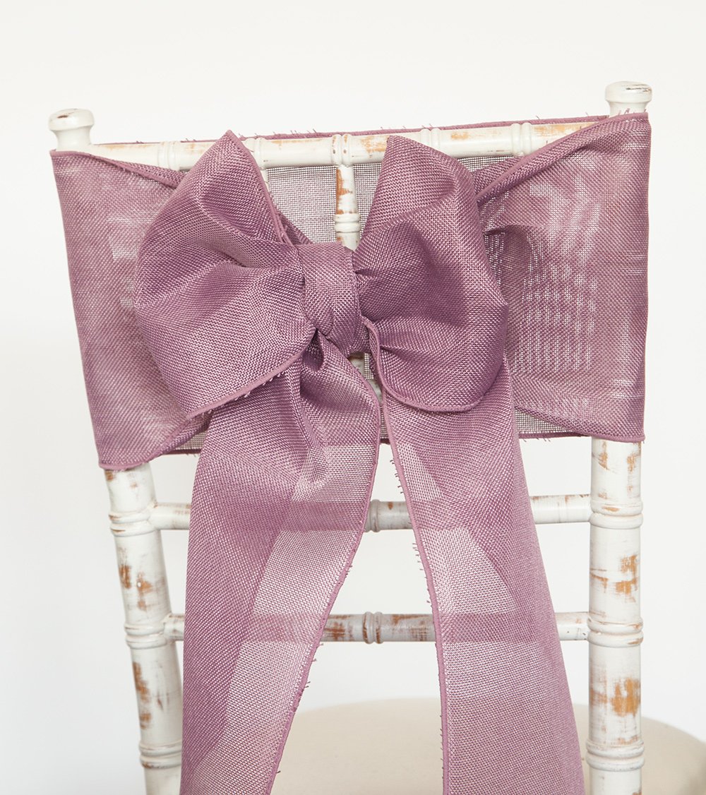 Linen Burlap Sashes and Matching Table Runners 6 Colours Wedding Chairs Events (Sash - Mauve)