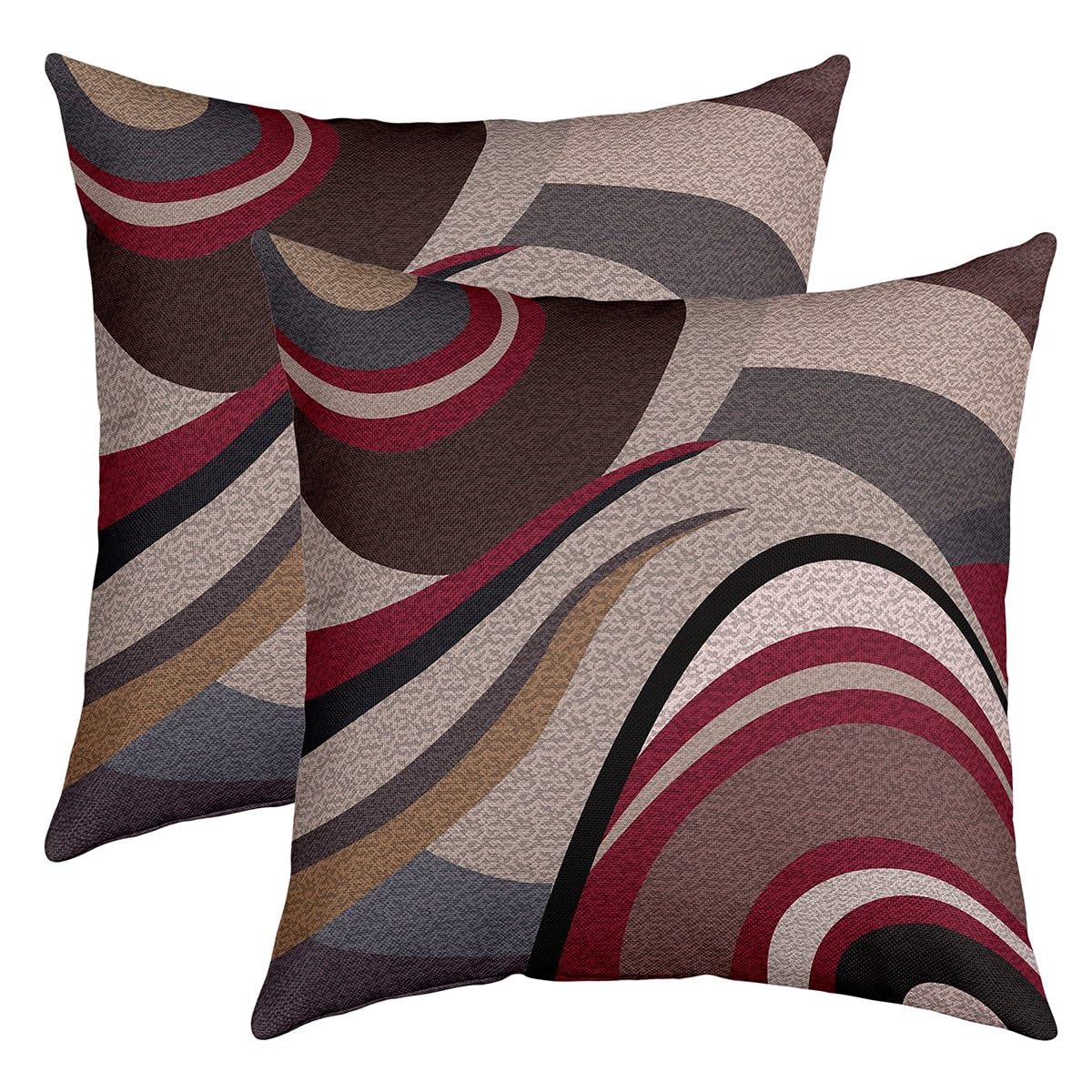 Housse de coussin de salon rouge et grise pour une ambiance art moderne chaleureuse