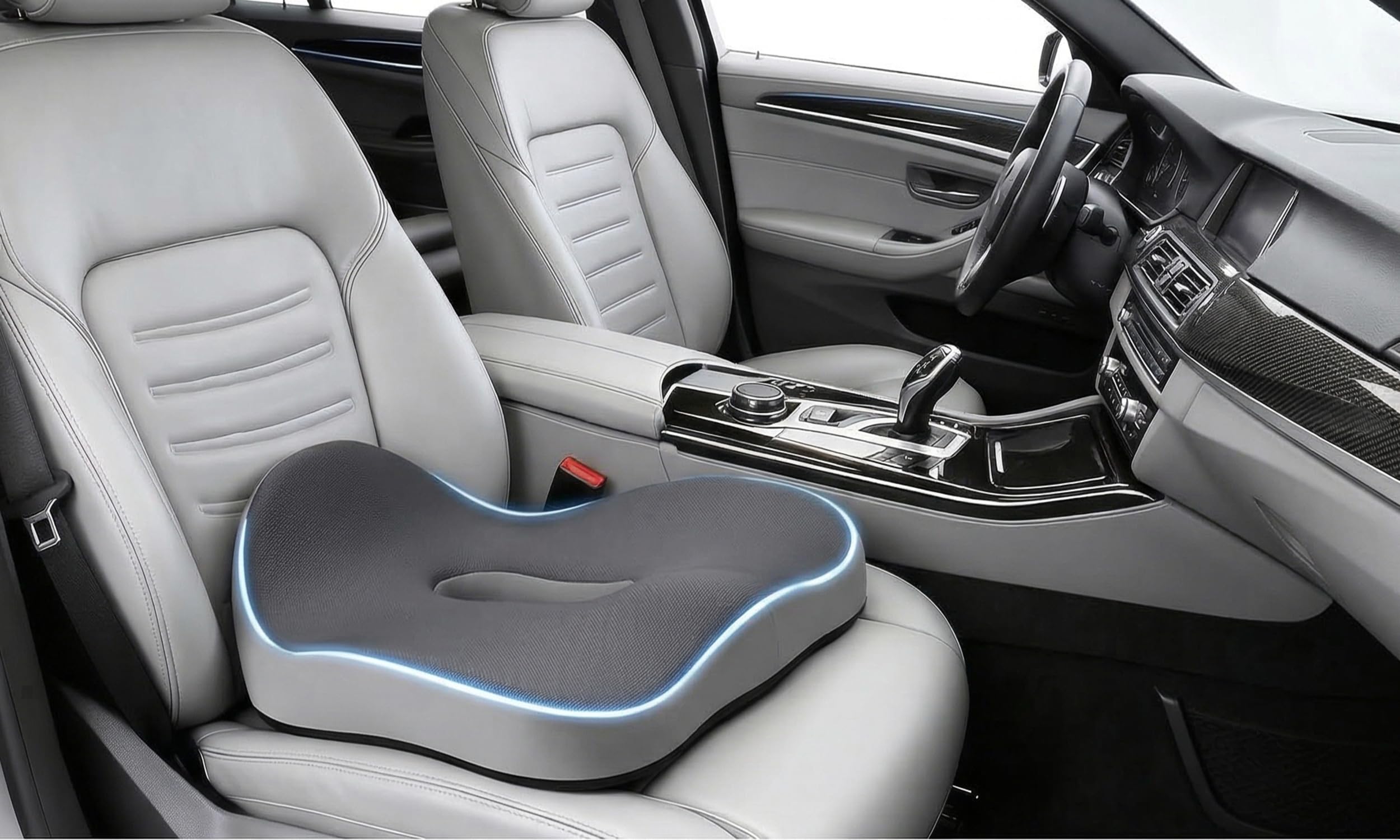 Car Seat Cushion for Driving Comfort, Ergonomic Memory Foam Car Cushion for Long Drives, Tailbone Support Seat Pad for Car Drivers, Anti-Slip Bottom, Grey (Pack of 1)-image-34