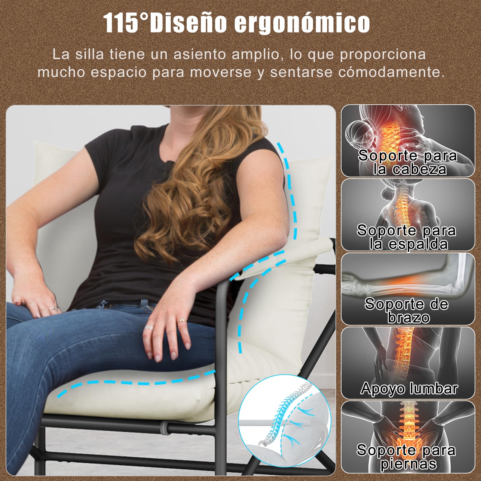 rattantree Sillón Relax Moderno de Salón con Estructura Metálica, Terciopelo Cómodo para Dormitorio y Lectura, Color Blanco (71 x 65 x 65cm)
