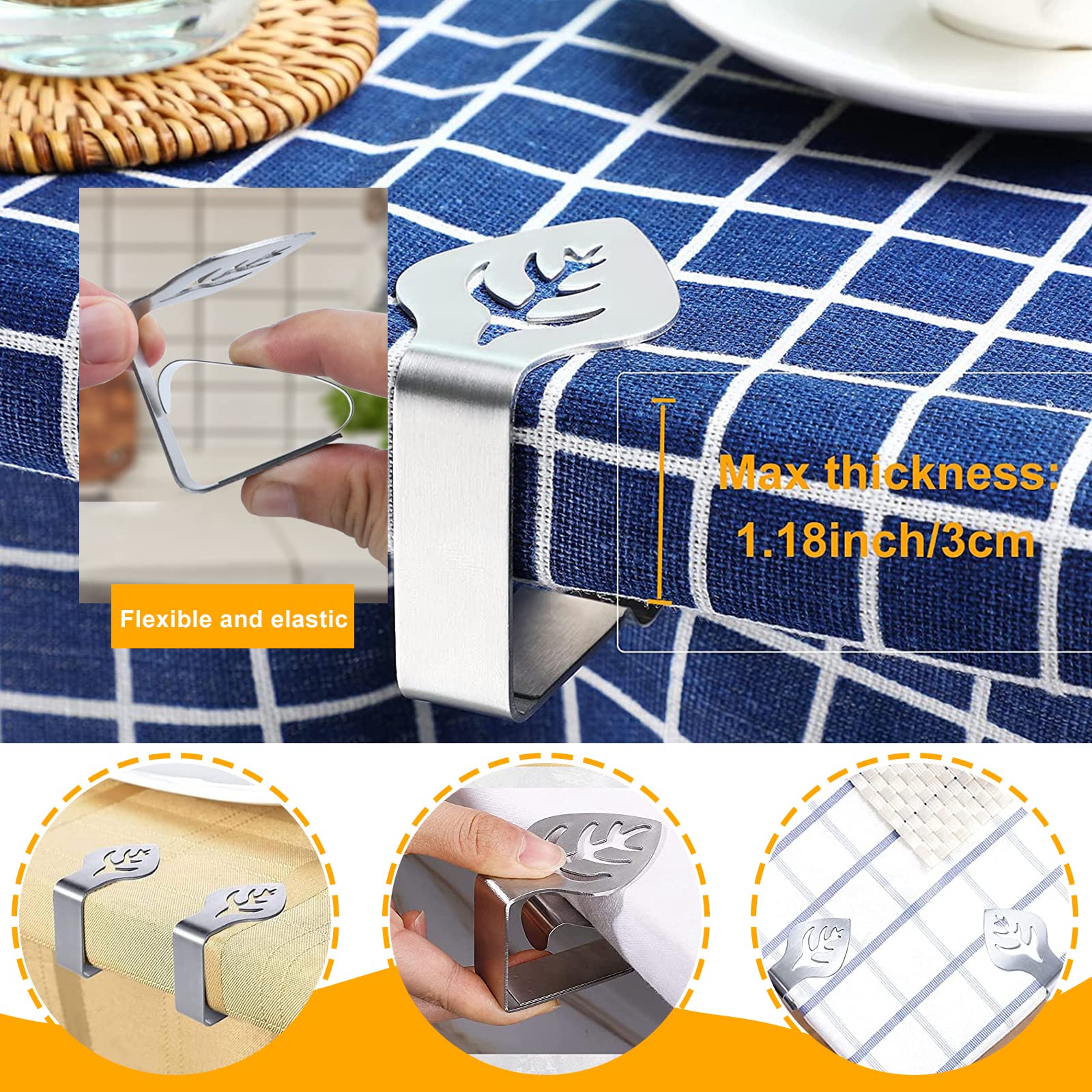 8 Poids Magnétiques Pour Nappe D'extérieur En Acier Inoxydable - Avec Sac De Rangement - Pour Pique-nique, Jardin, Mariage
