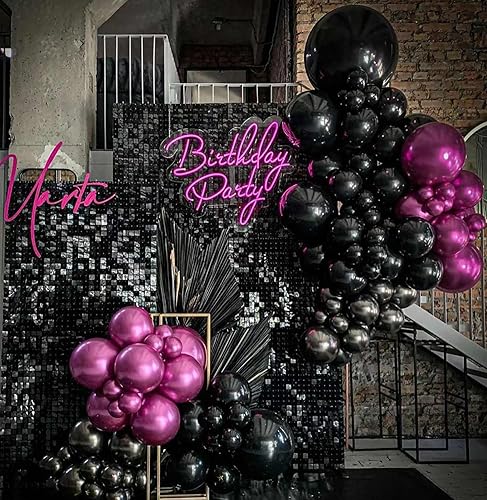 Miniatura 3 de KALOR Globos negros, 100 globos de látex mate de 5 pulgadas para arco de guirnalda de globos, decoración de cumpleaños, fiesta de boda, decoración