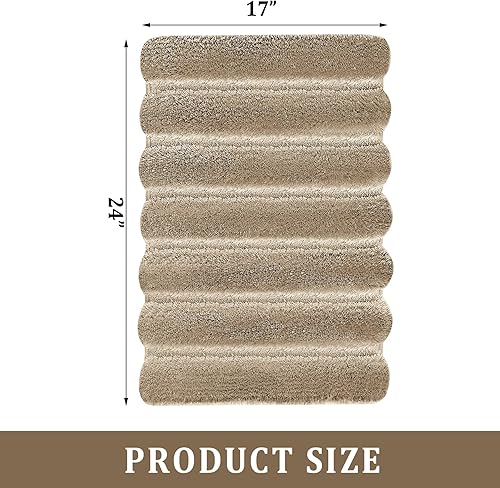 Miniatura 2 de Juego de alfombras de baño de lujo, antideslizantes, ultra suaves y absorbentes de agua, lavables a máquina, de secado rápido, para ducha (café, 17