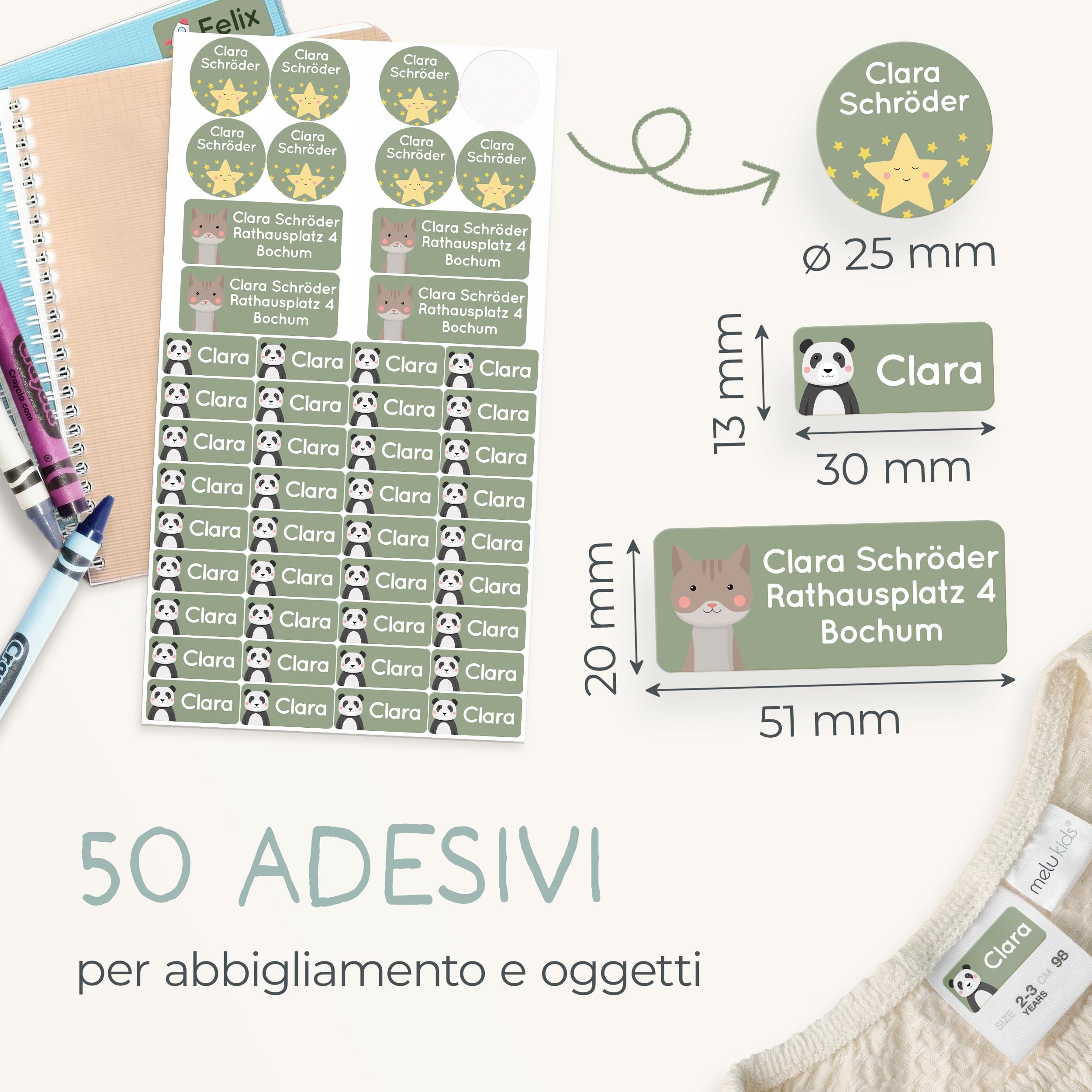 Etichette Adesive Personalizzate Per Bambini - Set Da 100 Pezzi, Impermeabili, Per Materiale Scolastico - Foto 12