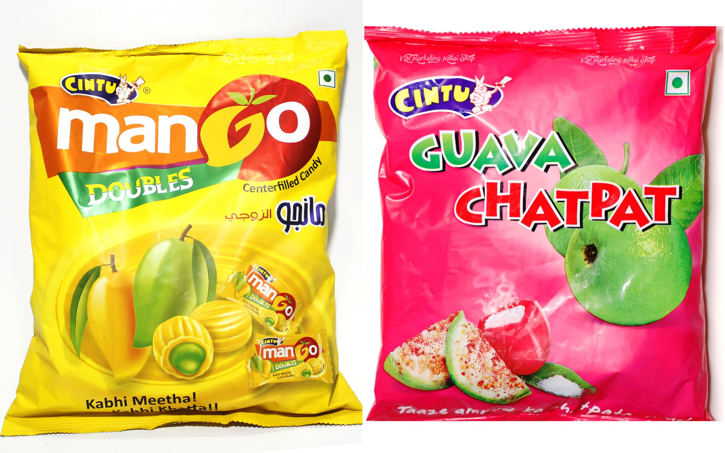 Cintu Guava Chatpat Candy | Pack of 160 Candies + Mango Doubles Centerfilled Candy (BIG) | Pack of 150 Candies