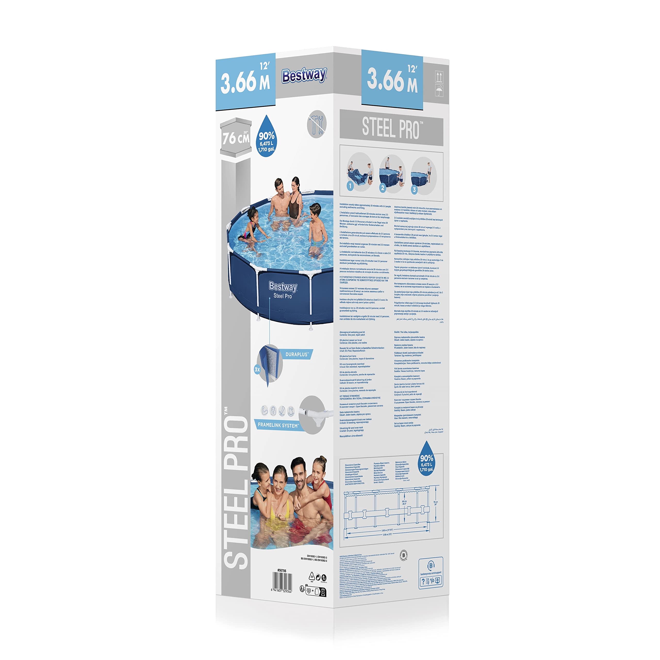 Bestway Steel Pro Kit Piscine Hors Sol Ronde 3,66 m X 76 cm