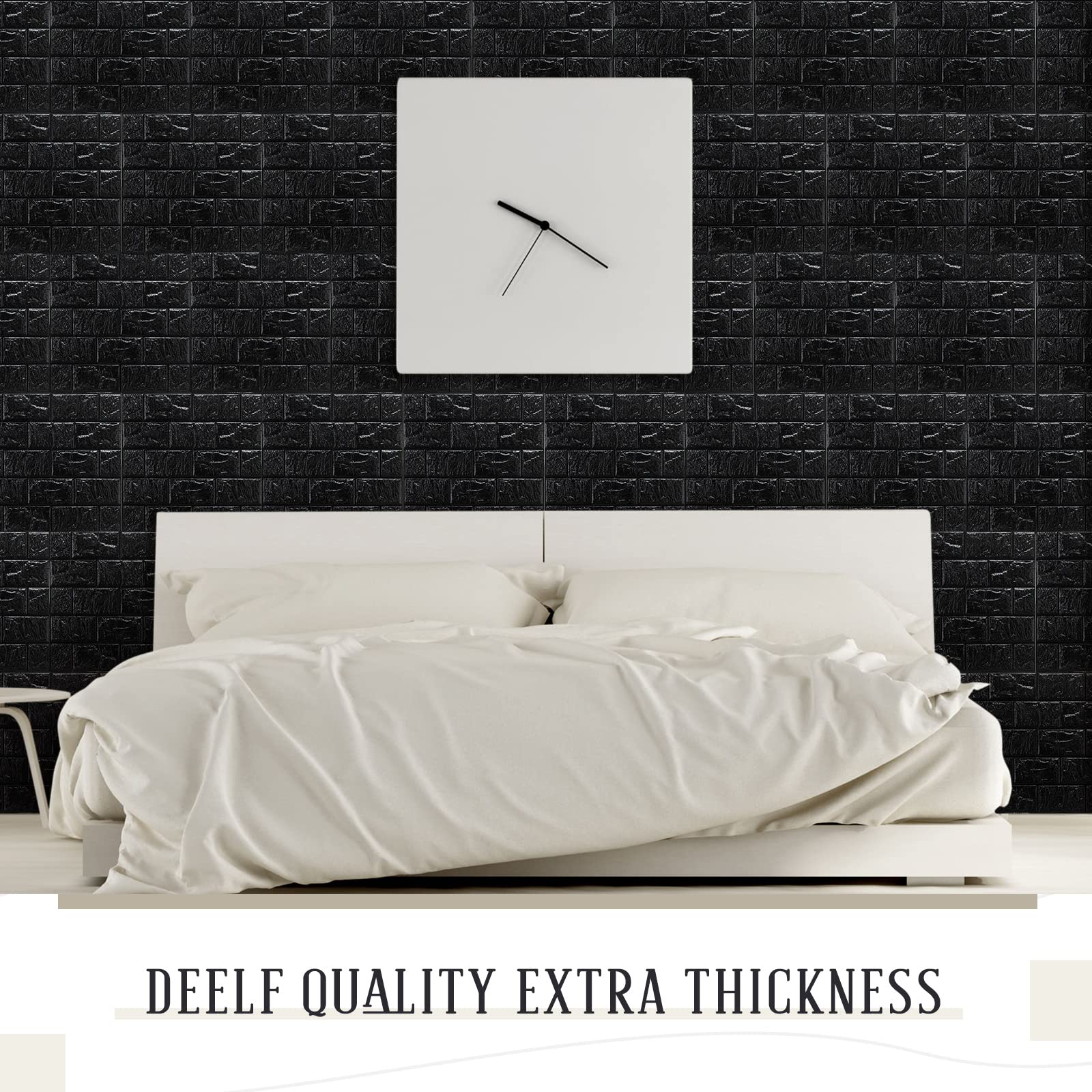30 Pcs 28.81 Sq ft 3D Wall Panels Peel and Stick Foam Brick Wallpaper Printable Faux Brick Wall Panels Decorative Self Adhesive Wall Tiles Waterproof Wall Covering Panels for Wall Decor (Black)