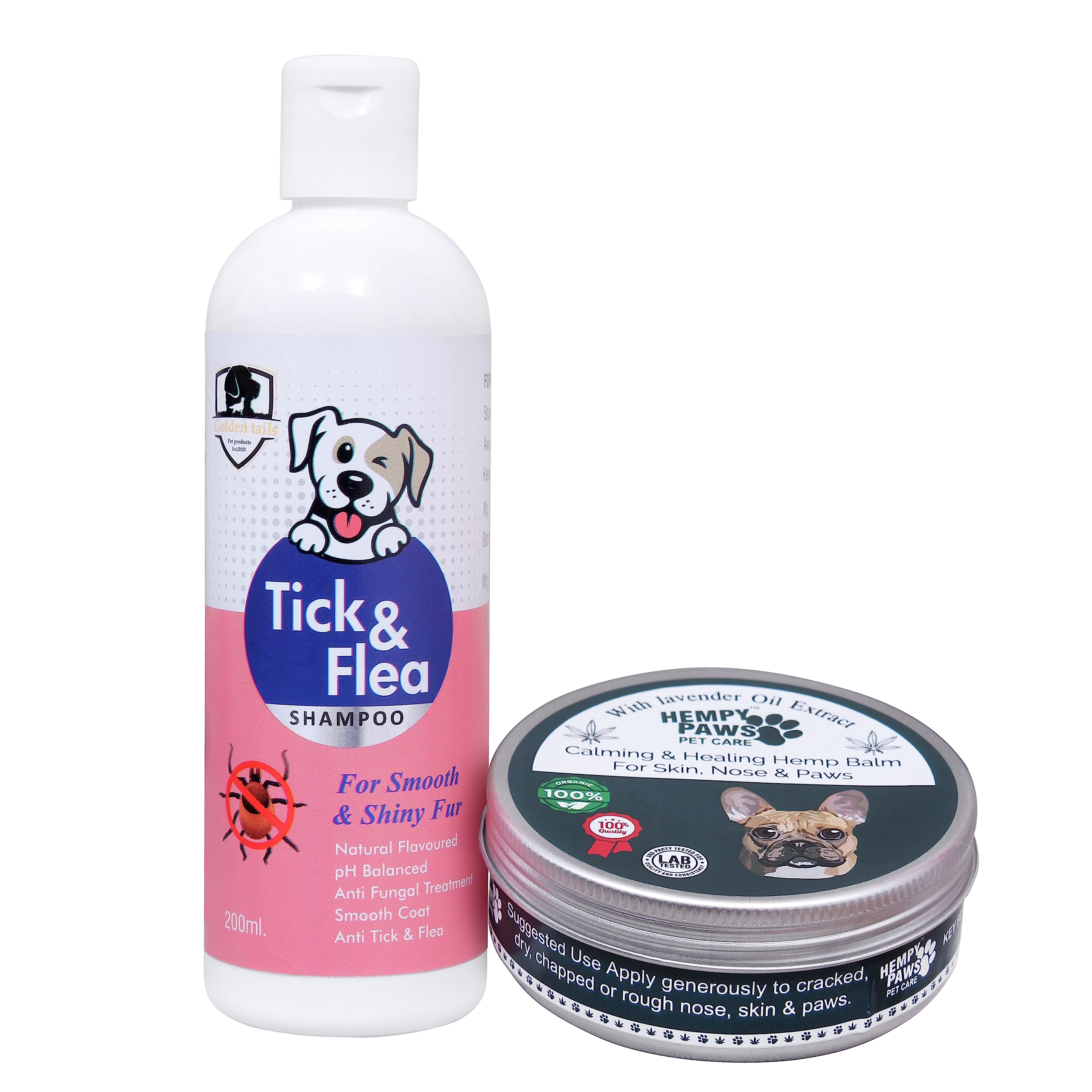 HempyPaws Combo of Tick & Flea Shampoo and Healing & Calming Balm Paw Cream for Dog and Cat Pack of 2 (B0C9QM94H2) Amazon Price History, Amazon Price Tracker
