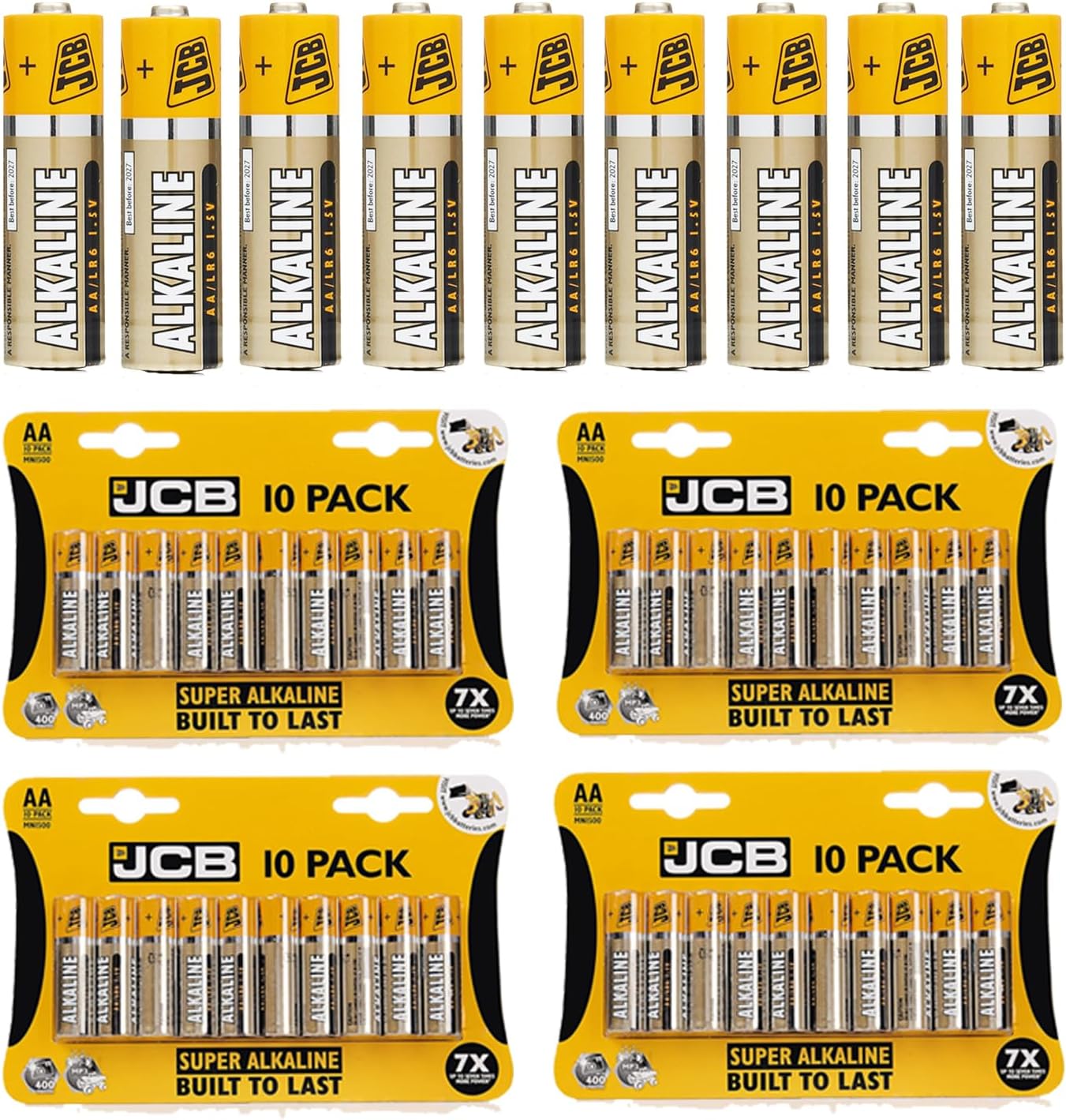 AA batteries, aa battery JCB Super Alkaline batteries AA pack of 40