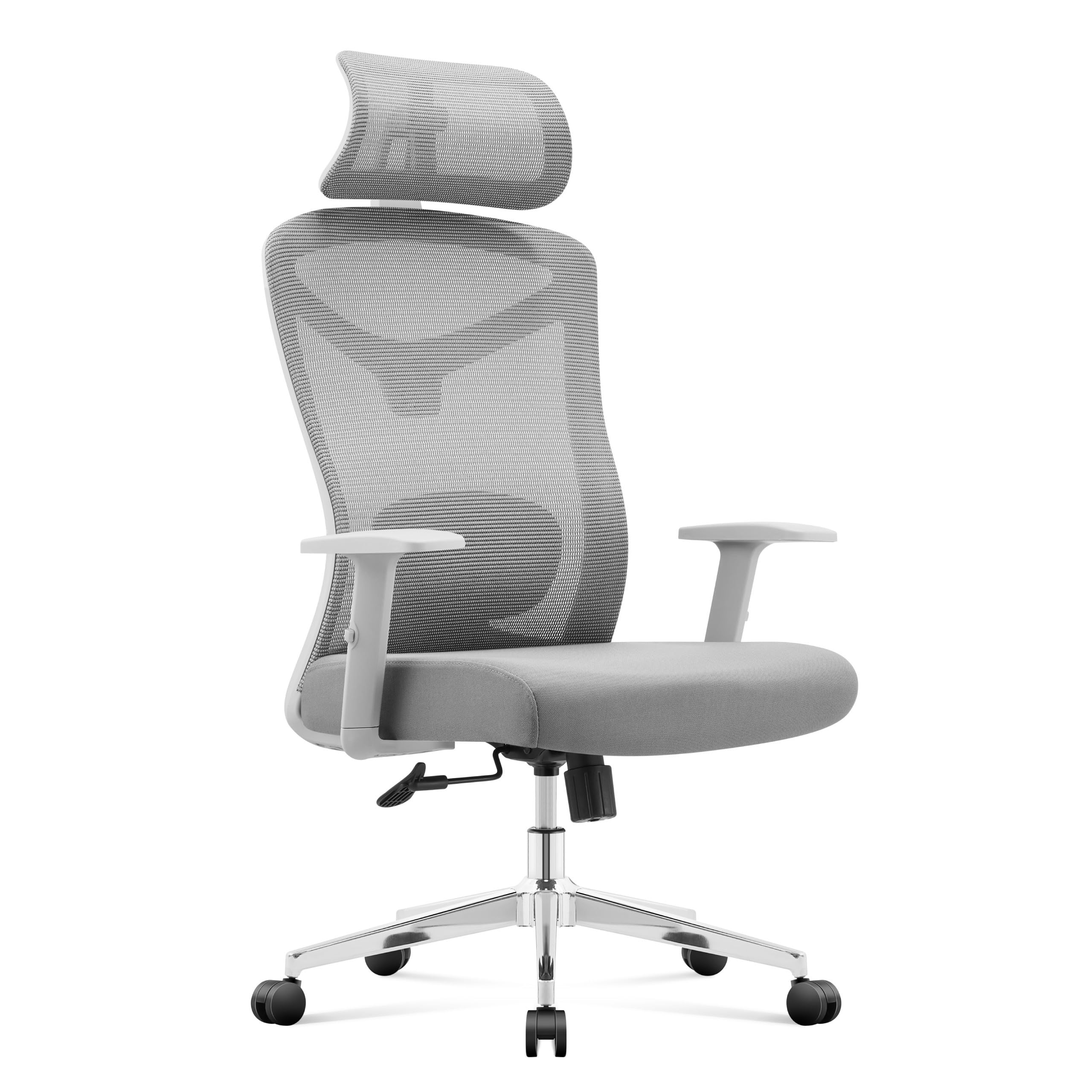 MARK ADLER Manager 2.6 ergonomiczne krzesło biurowe – krzesło biurowe – krzesło komputerowe z regulowanym podparciem lędźwiowym – krzesło obrotowe z funkcją przechylania – siatka – do 150 kg – szare
