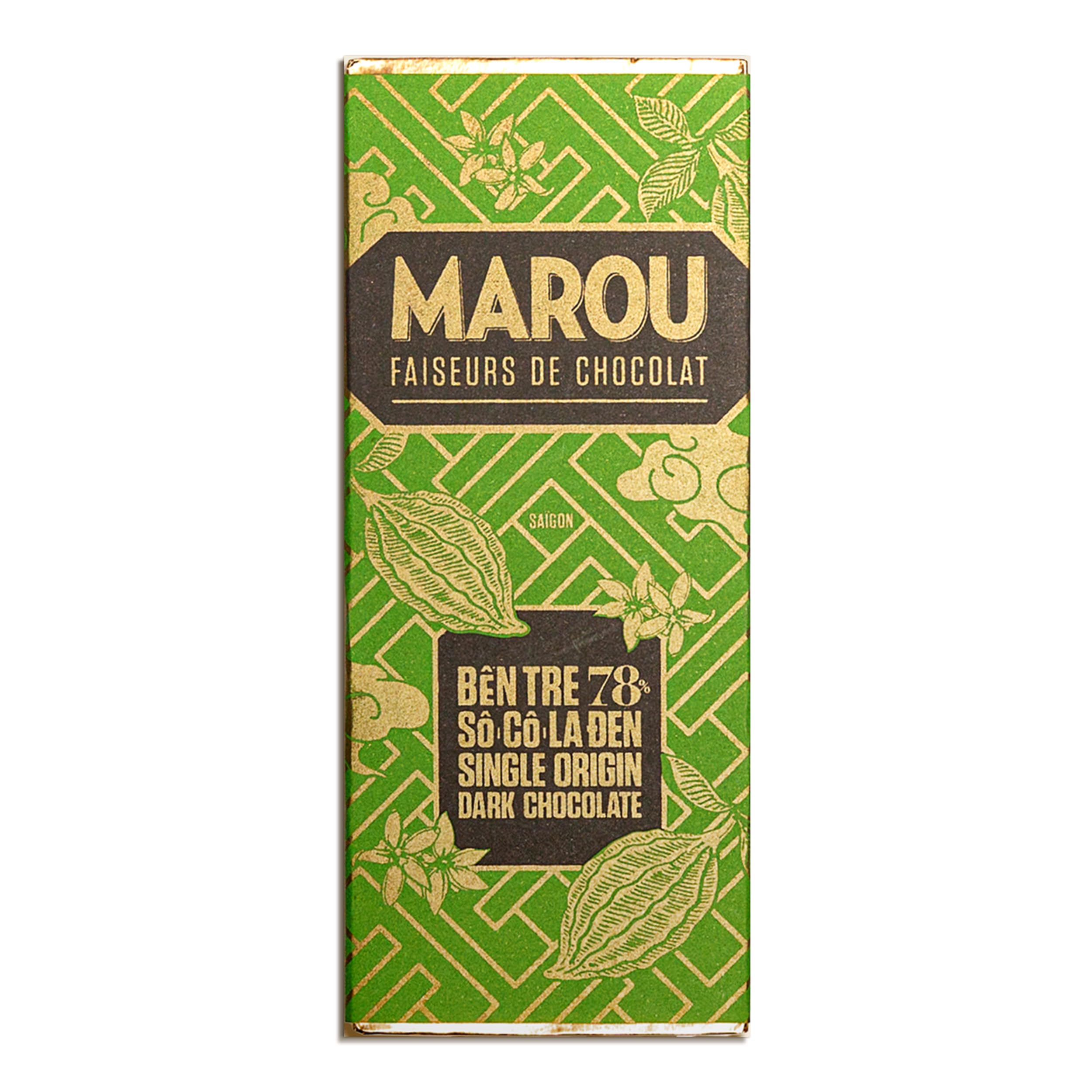 Marou Origin Ben Tre 78% Cacao Dark Chocolate 1-Pack | Vietnam Single Origin, Dairy Free, Gluten Free, Soy Free | 1 x 24g Mini Bar