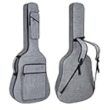Acoustic guitar case, 39 40 41 Inch Acoustic Guitar Bag 0.45 Inch Thick Padded Gig Bag with Neck Strap, Acoustic Guitar Backpack Case with Reinforced Handles and Pockets, Grey