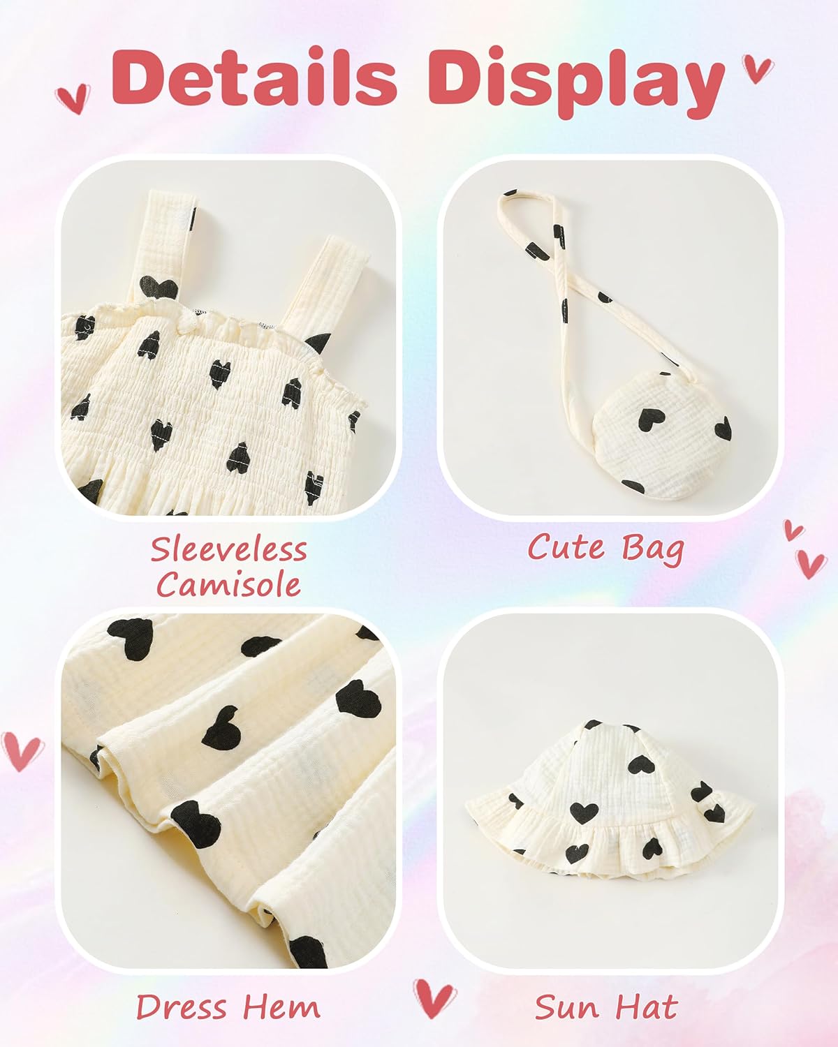 Renotemy Baby Girl Dress Toddler Girl Clothes Summer Outfits Gifts Cotton Sundress Infant Dresses for Girls with Hat and Bag - Image 6