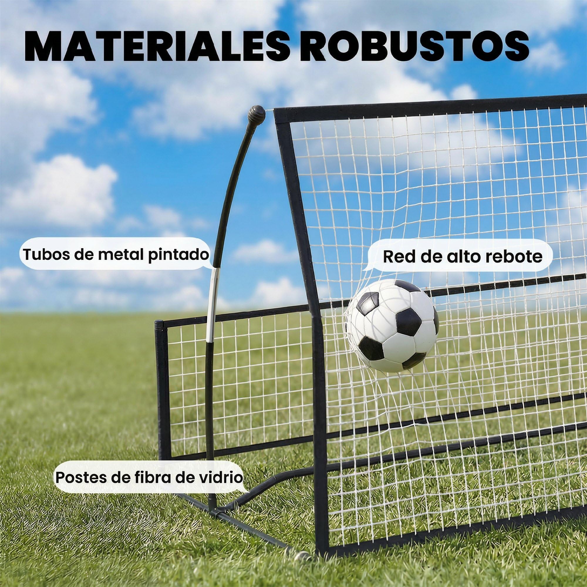SPORTNOW Red de Rebote Plegable 2 en 1, Reboteador de Fútbol Portátil con Bolsa de Transporte, para Entrenamiento de Fútbol y Béisbol, para Jardín, 200x94x122 cm, Negro