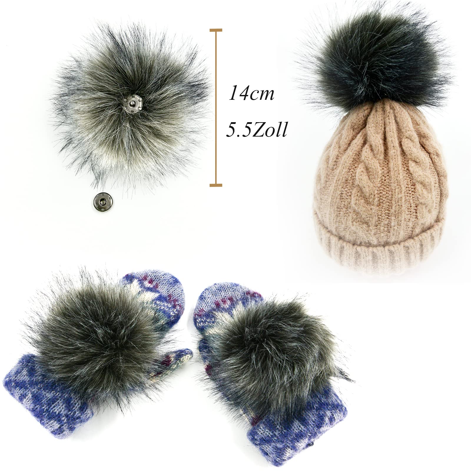 BeFur Damen Rex Kaninchen Fell Winter Mütze Beanie Cape