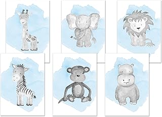 Nursery Prints - Set of Nursery Prints - Nursery Wall Picture - New Baby Print - Jungle Animals Prints - Watercolour Animal Print