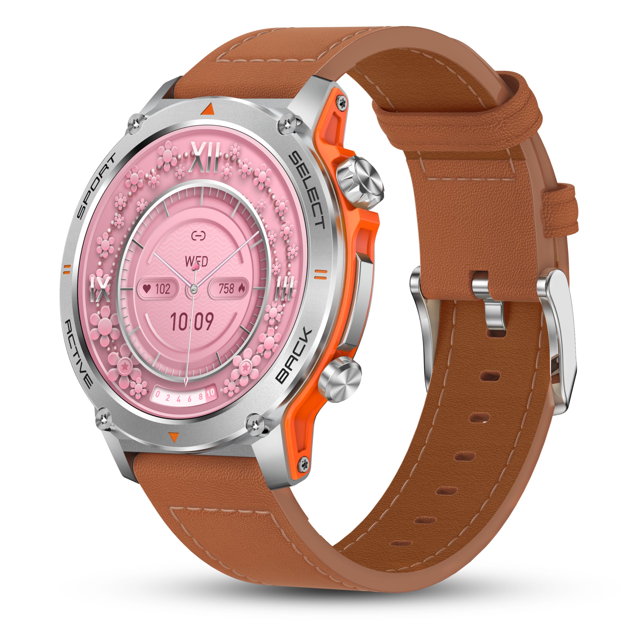 Popglory Smartwatch Uomo Donna, 1.43" AMOLED Orologio Chiamate, Orologio Digitale con Frequenza Cardia/SpO2/Pressione Sanguigna/Sonno/Contapassi, 110+ Sportive Fitness Tracker (No GPS Navigatore)