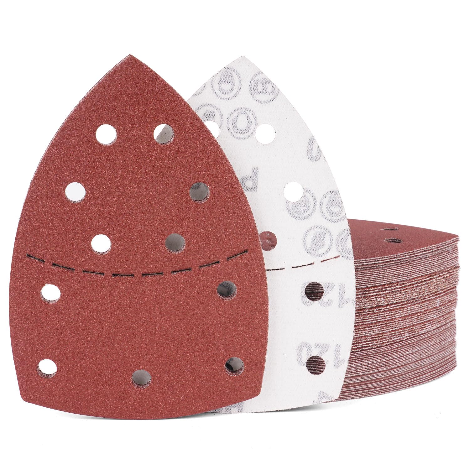 60 Stück Schleifpapier Dreieckschleifer Set 105x152 mm (93x93x93 mm), 11-Loch(40/60/80/120/240/400x10 Stück), für Bosch PSM 100A, PSM 160, PSM 200 AES, PSM 18, PDA 180