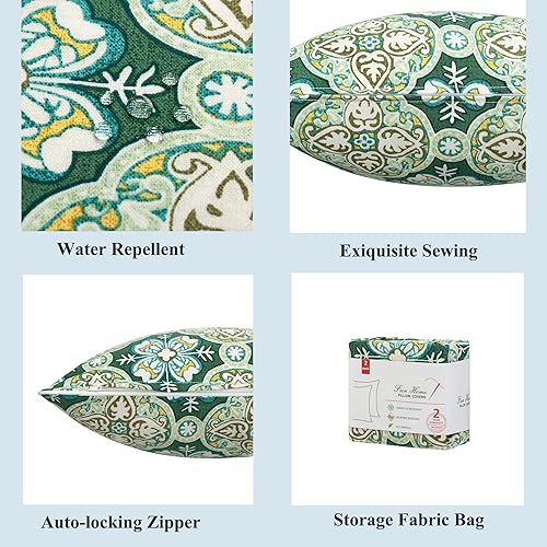 Miniatura 9 de FUNHOME Fundas de almohada para exteriores solamente, paquete de 2 fundas de almohada cuadradas, decorativas, impermeables, modernas, para