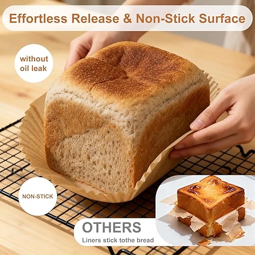 Miniatura 3 de Forros para pan para hornear pan de 9 x 5 pulgadas, 180 forros antiadherentes para pan, sartenes desechables de papel pergamino para hornear 7.9 in