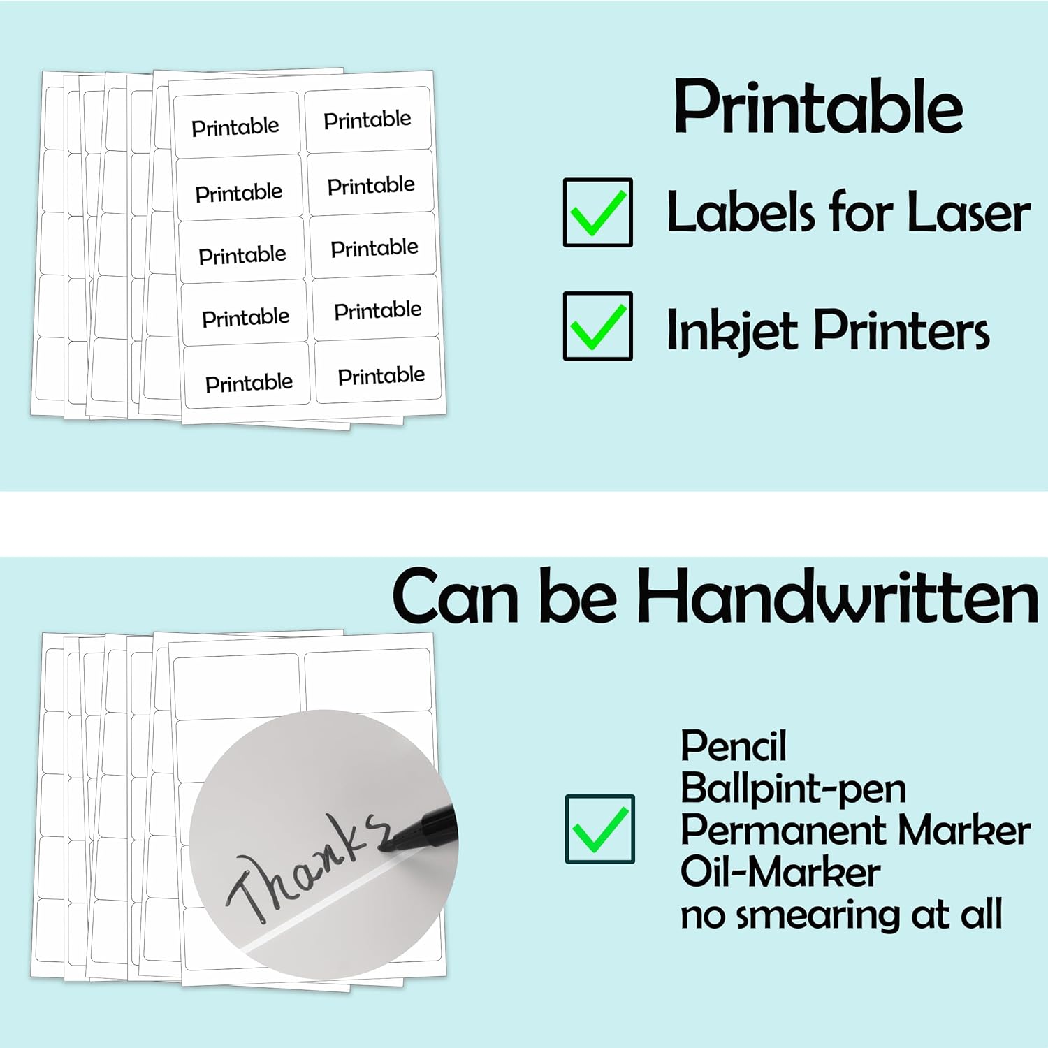 Printable Shipping Labels, 2" x 4" White Blank Address Label Mailing Labels,Sticker Label for Laser/Inkjet Printer, 240 Pack, 24 Sheets, Permanent Adhesive - Image 5