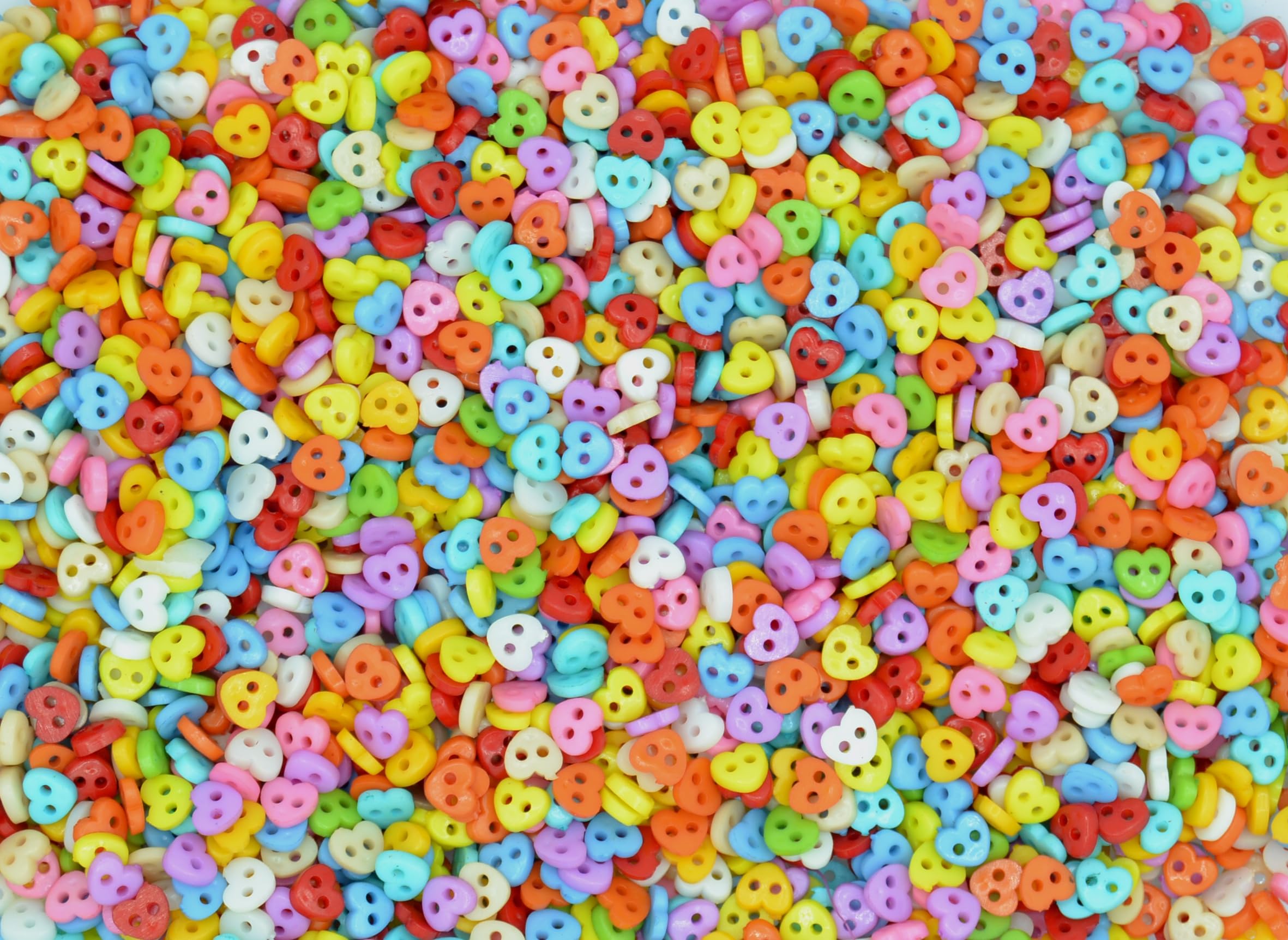 celloexpress 6mm Mini Doll Buttons for Dolls & Soft Toys Clothes - Assorted Colours & Designs (Pack of 1000, 6mm, Hearts - Mixed Colours) — image 1