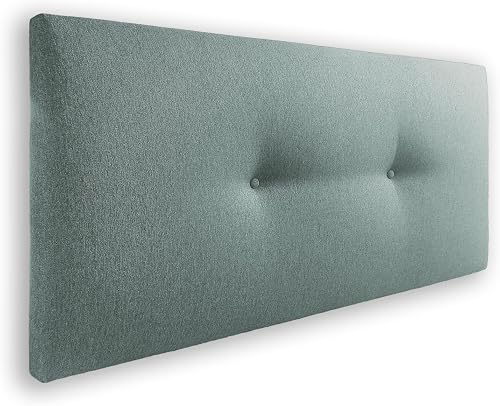 Silcar Home - Cabecero de Cama 105 Tejido Azul Turquesa Silvi - Tapizado, Estructura Madera, Hilera Botones Estilo Moderno - Fácil Instalación, Acolchado Confort - 105 cm, Tela Azul Turquesa