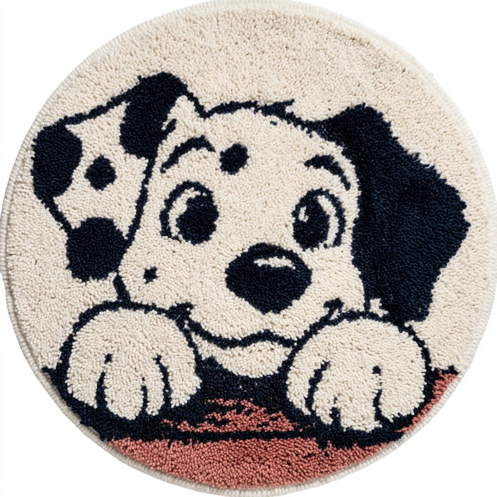 WallustrioaW Latch Hook Rug Kits for Adults Kids,Cartoon Dalmatian,Latch Hook Cushion Kits,DIY Yarn Cushion Crochet for Home Decoration,50x50cm