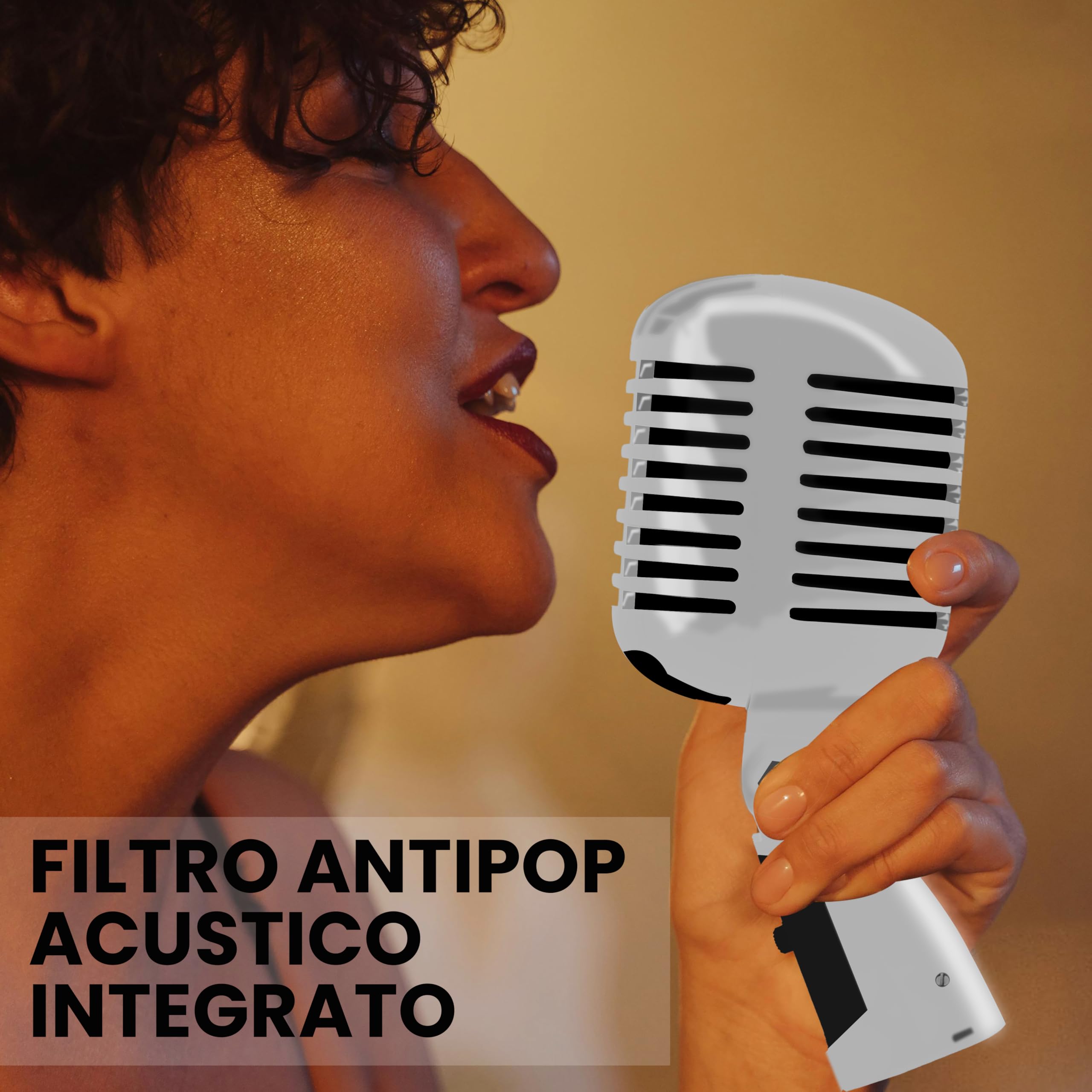 Pyle Microfono Dinamico Retro Classico, Microfono Cardioide Vintage con Cavo XLR, Compatibile con Supporto Universale, per Performance Live