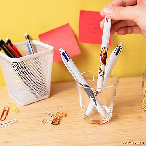 Miniatura 2 de BIC Bolígrafos retráctiles Marvel's Avengers Edition de 4 colores, punta media (0.039 pulgadas), paquete de 3 unidades, bolígrafo retráctil con