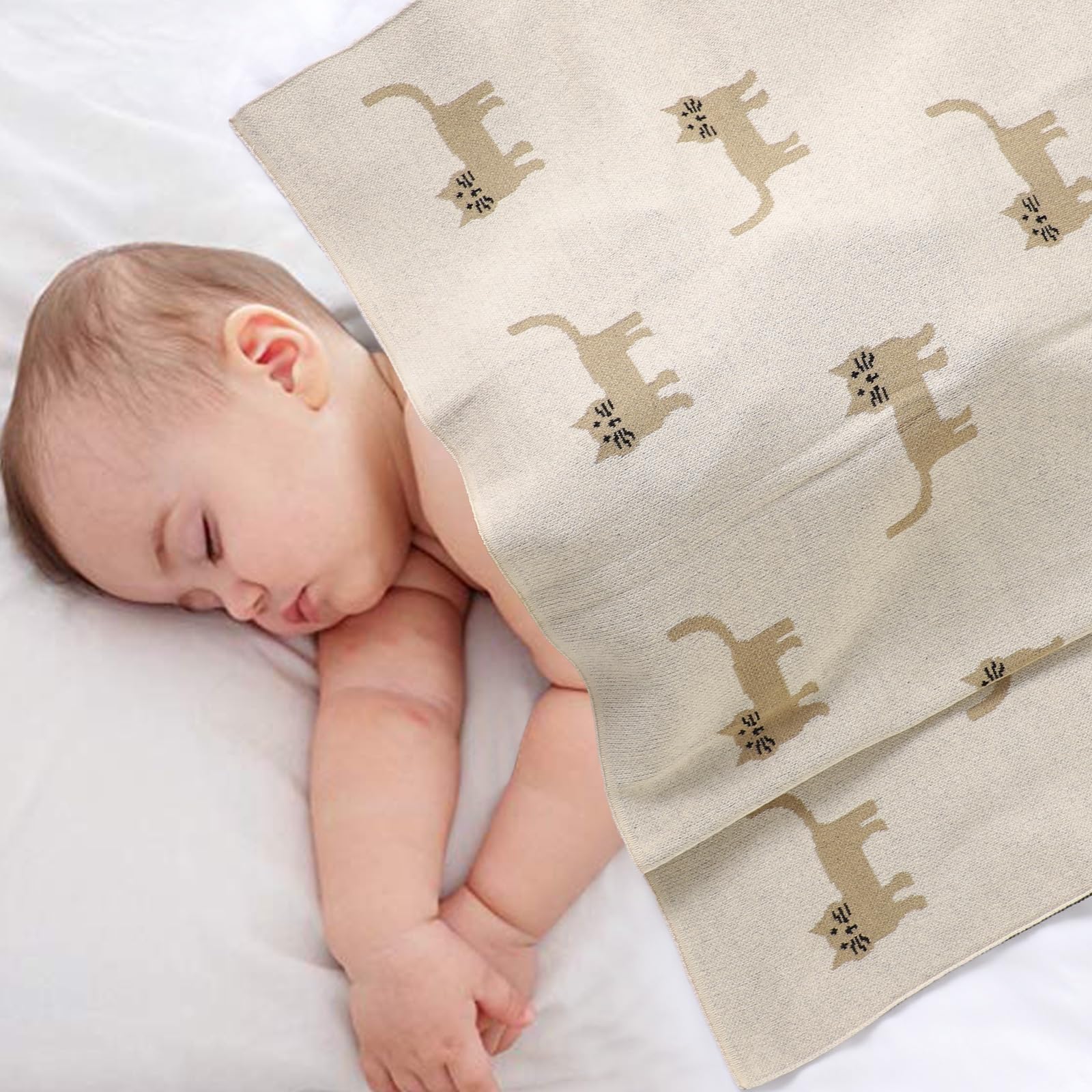 Hadetoto Baby Blanket for Newborn Soft Cozy Knitted Cotton Blankets Baby Essentials Gifts for Newborn Girl Boy 100 x 80cm - Image 2