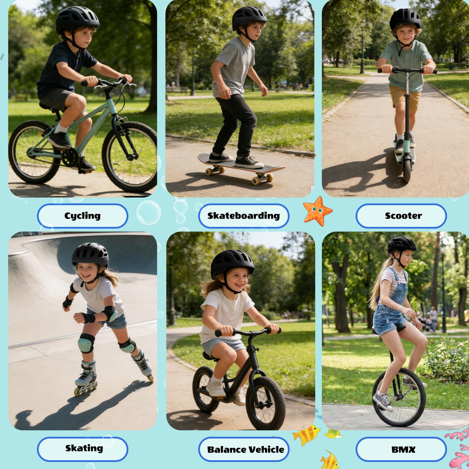 Casco de Bicicleta con luz Trasera para niños niñas y Adolescentes, luz Trasera Recargable de Seguridad, Ligeros y Talla Ajustables Cascos Infantil para múltiples Deportes