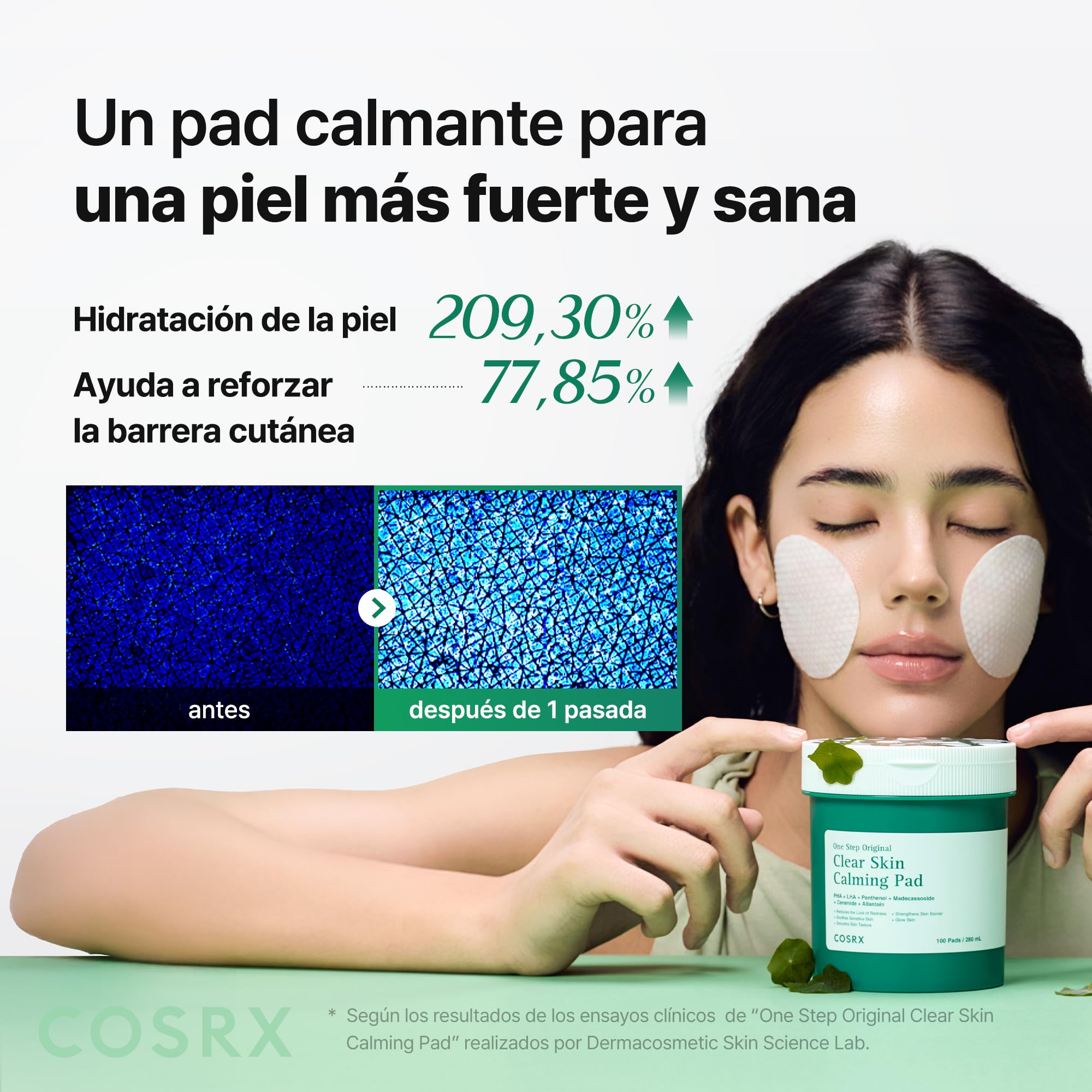COSRX OneStep Original Clear Skin Calming Pad, 100 Pads, Dual Sided Facial Pad for Soothing, Barrier Strengthening & Gentle Exfoliation with 82% Green Tea Water, Cica, PHA, LHA, Korean Skin Care