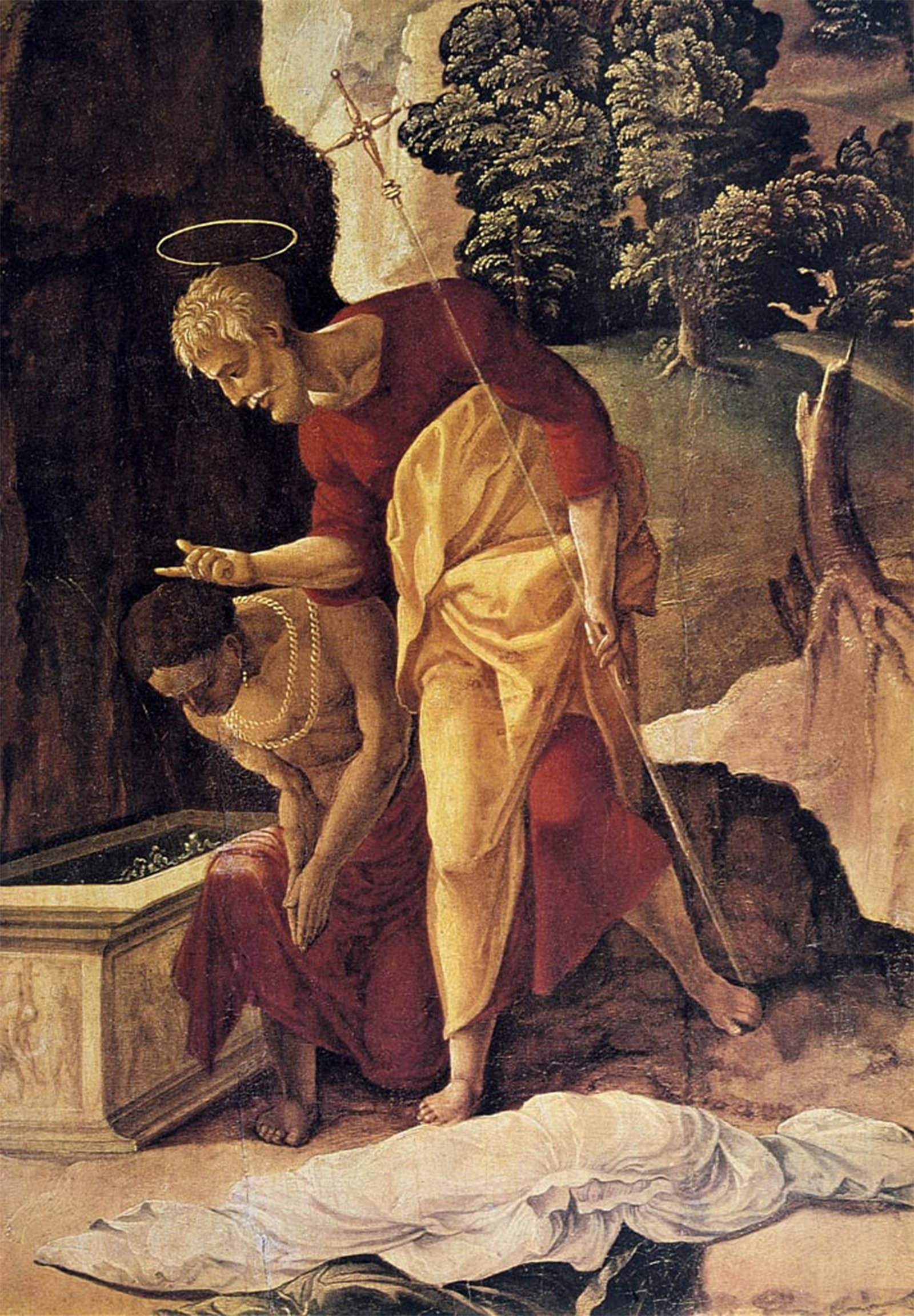 SERENDIPITP Vintage Wall Art Canvas Nordic Poster Canvas Print Picture the Apostle Philip Baptizing the Eunuch Detail by Jan Van Scorel Wall Art Poster for Home Decor 60x90cm