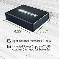 Vista 2 de Pedestal de 6 luces LED – Base de soporte de luz blanca de laca negra mate mate rectangular para vidrio de arte 3D, decoración de habitaciones