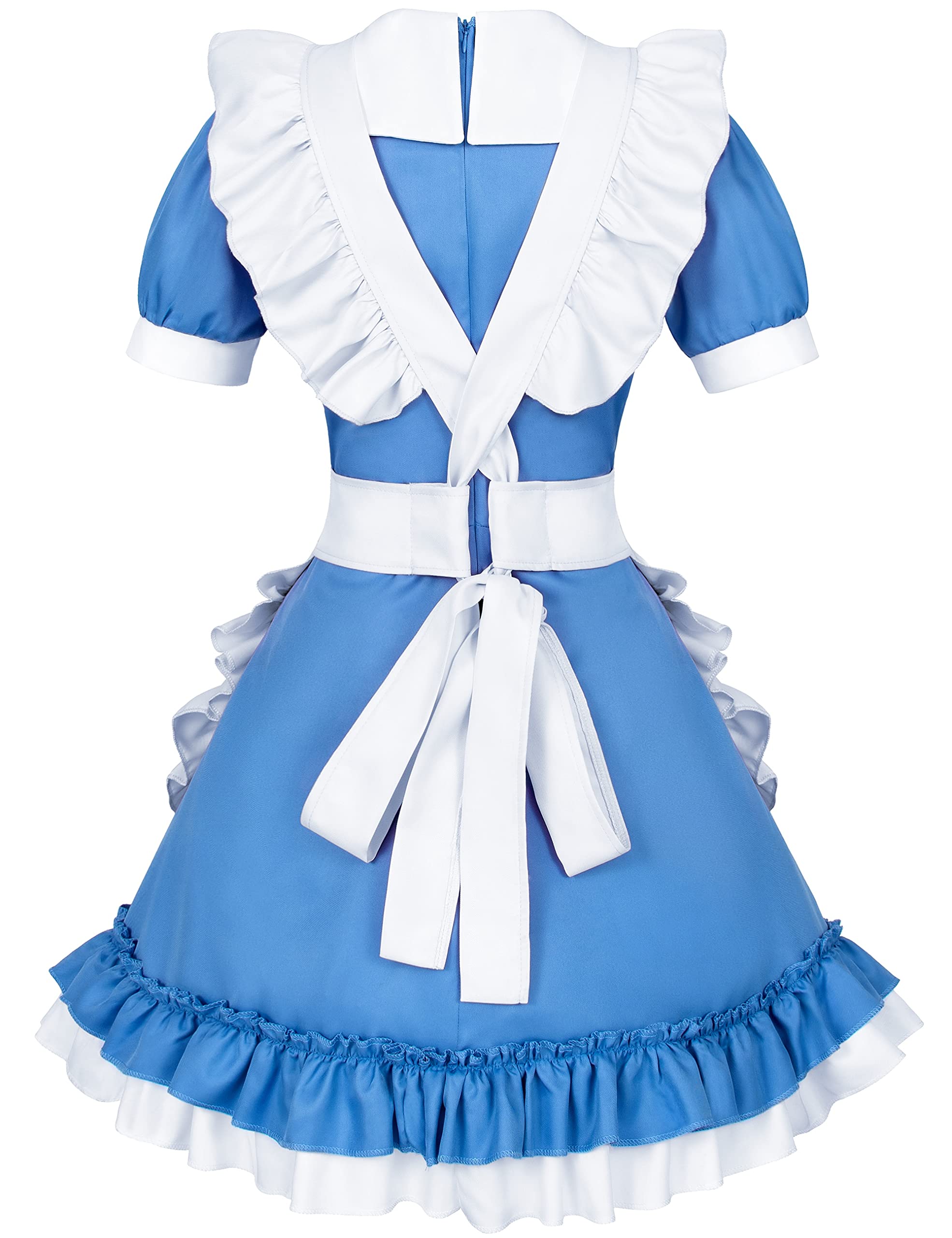 TOKYO REVENGERS Adjustable Retro Ruffle Maid Costume Apron Pockets With French headdress Socks set(Style1 White) - Image 3