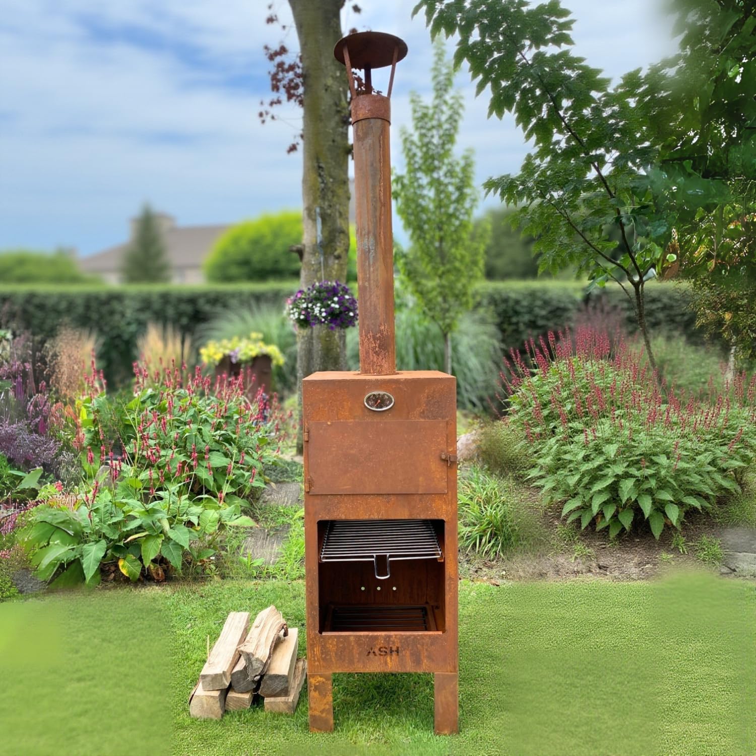 Pizzaofen Garten - Pizzaofen - Pizzaofen - Cortenstahl - inkl. Thermometer - ASH Pizzaofen