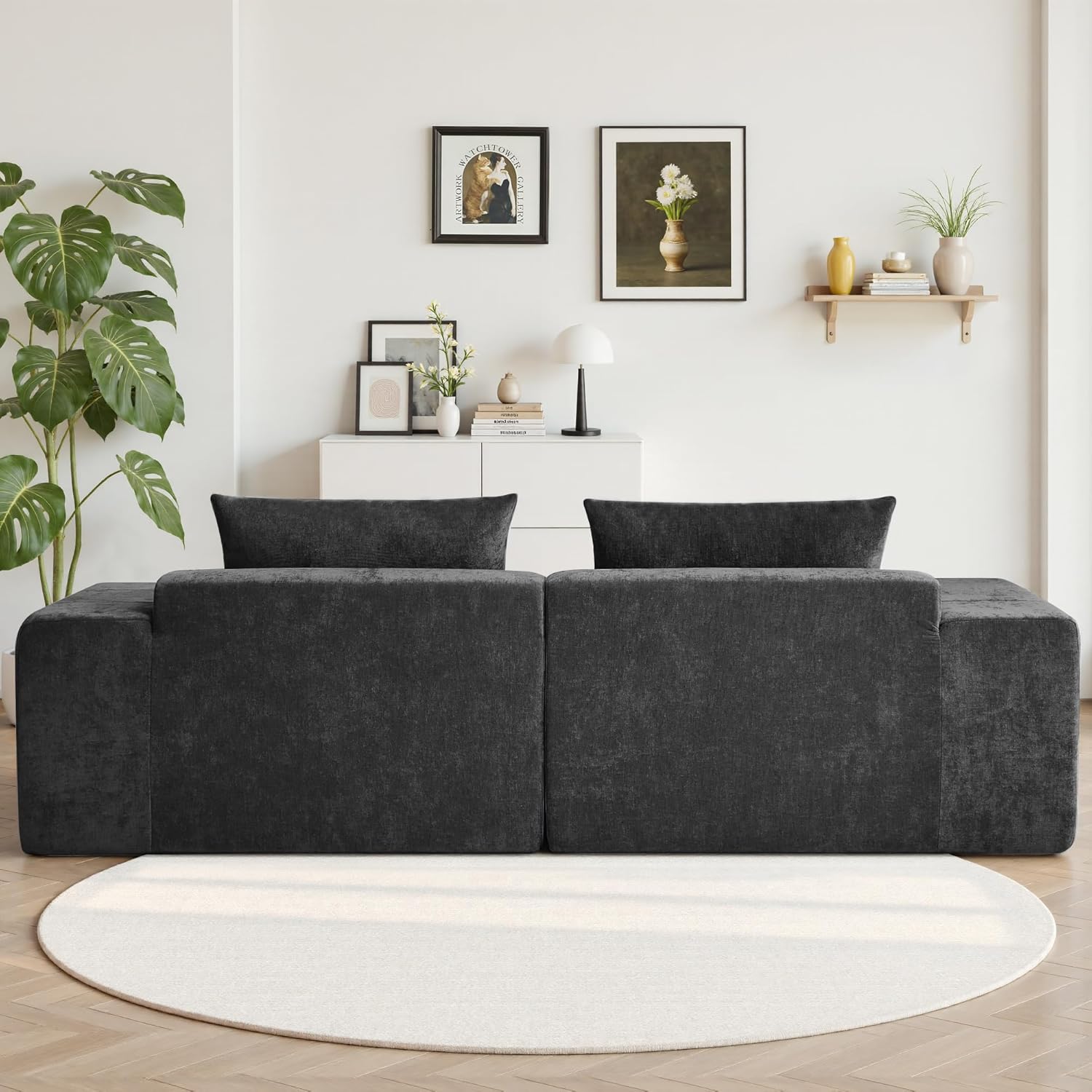 YINIX 107'' Loveseat Couch for Living Room - No Assembly Required Sectional Couch - Oversized 2-Seater Foam Sofa for Small Spaces - Comfy Sofas with Pillows for Bedroom, Apartment, Office - Black