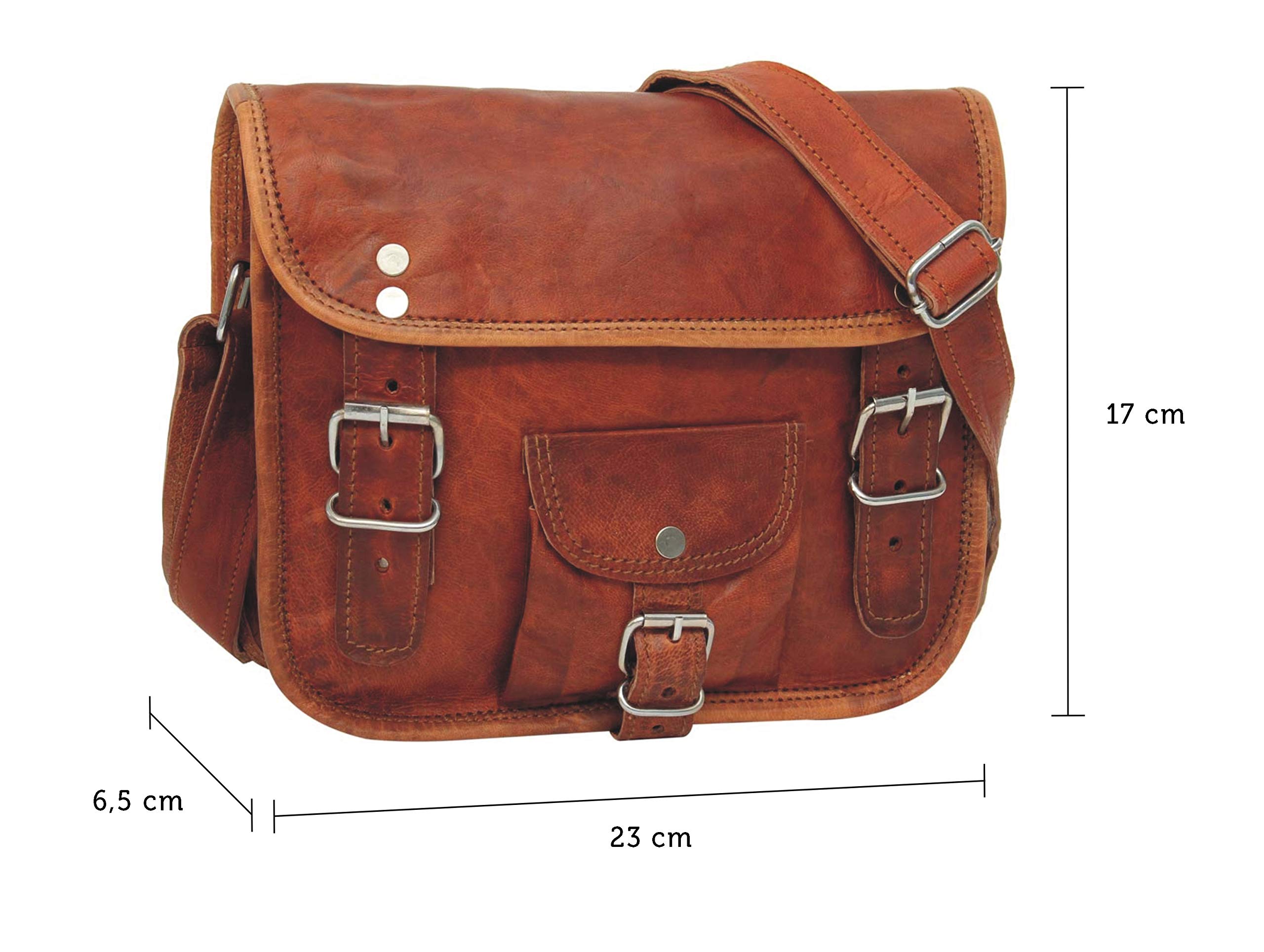 Gusti Umhängetasche Leder - Emilia 7" Damen Herren Handtasche Ledertasche Braun