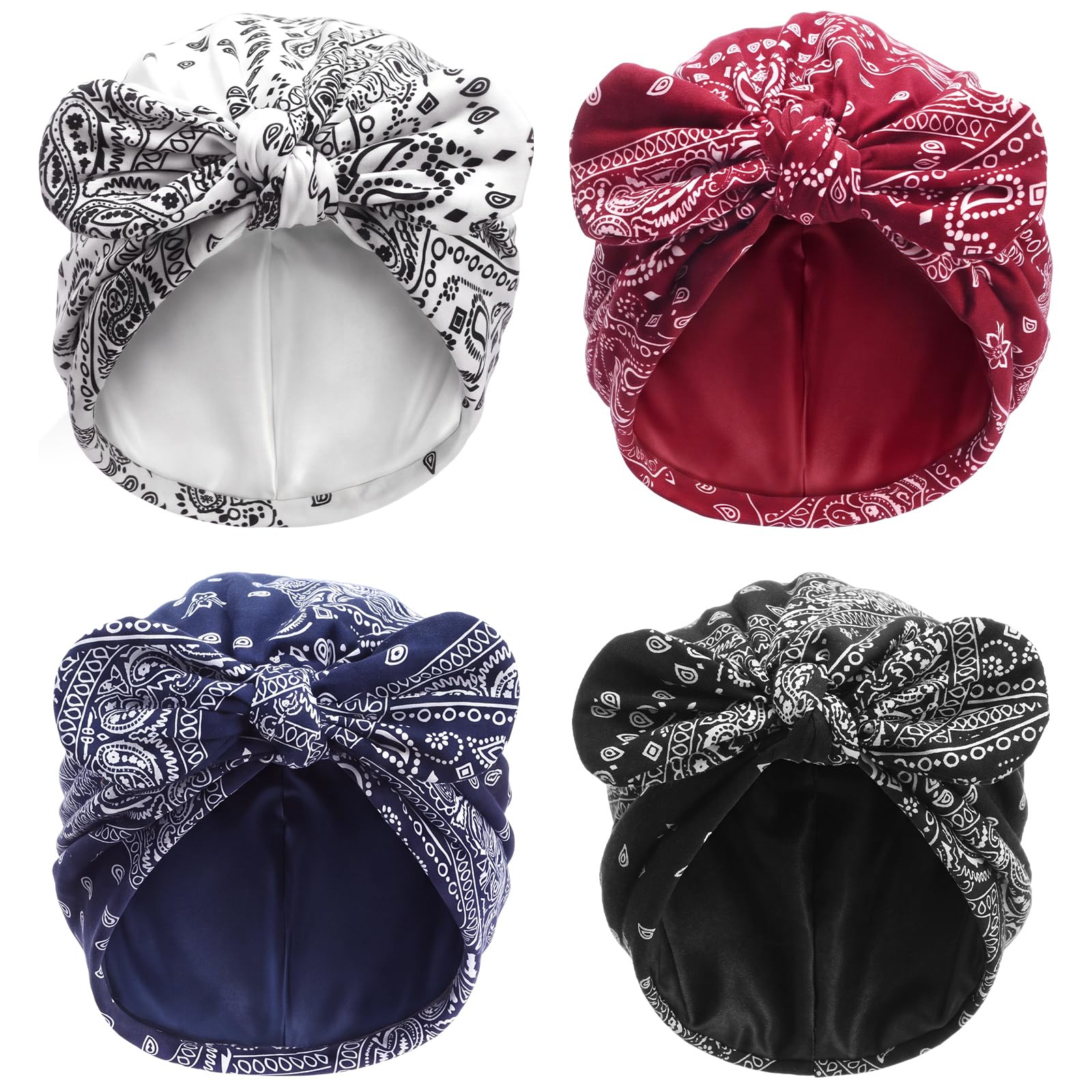 Halfchet 4 Pcs Chemo Headwear for Women | Pre Tied Cancer Caps Head Scarf Turbans for Women Patients Gifts